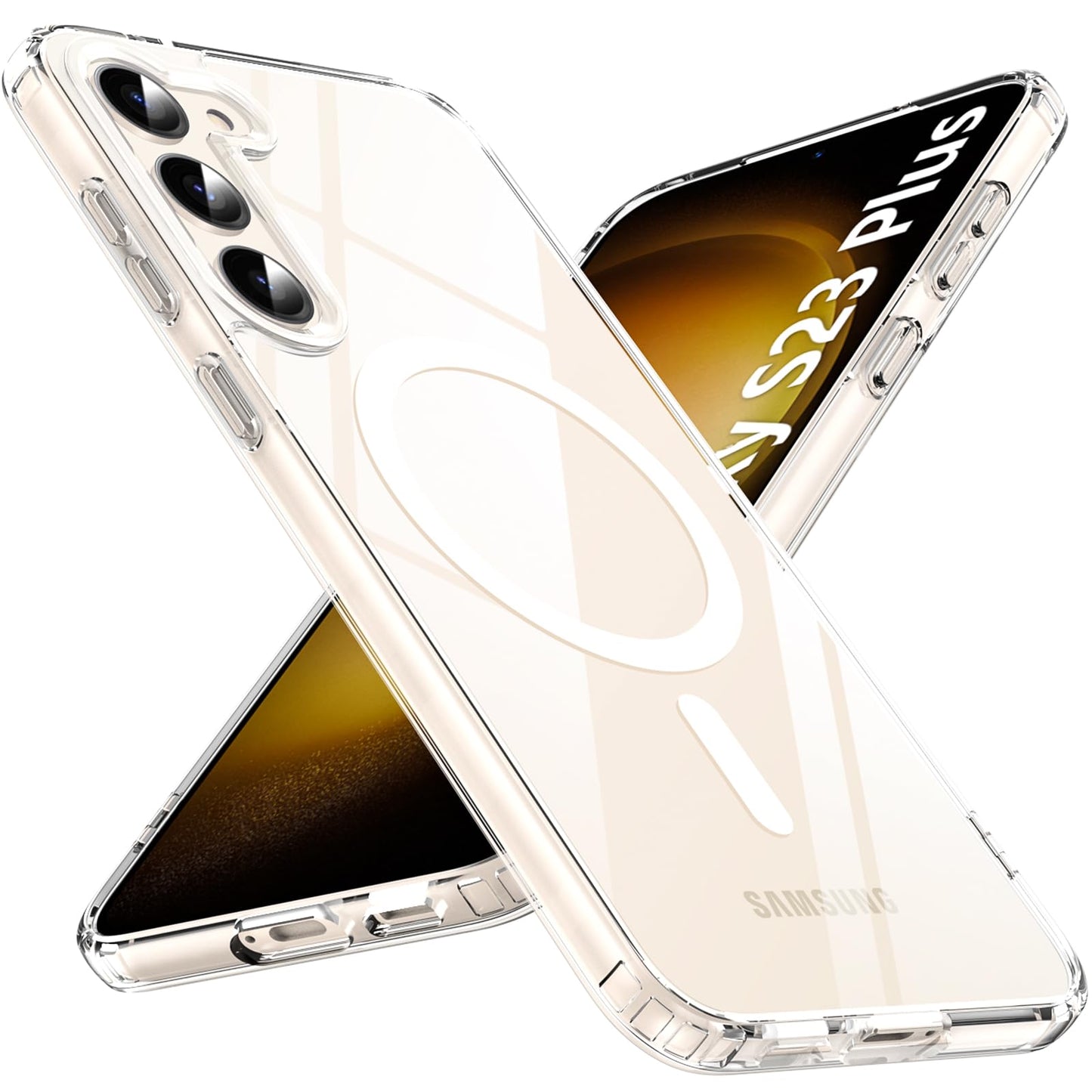 OWKEY Bumper Cover for Samsung Galaxy S23 Plus Black | 6.6'', Translucent, Slim, Magsafe Compatible, Military Grade Shockproof