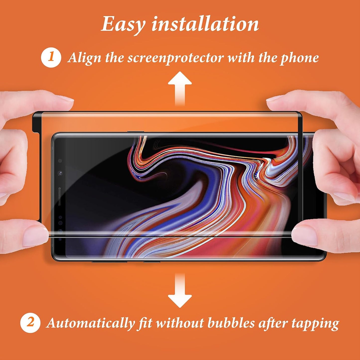 2 Pack Screen Protector for Samsung Galaxy Note 9 6.4 Inch, HD Clear Tempered Glass, Easy Installation, High Sensitivity, Case Friendly
