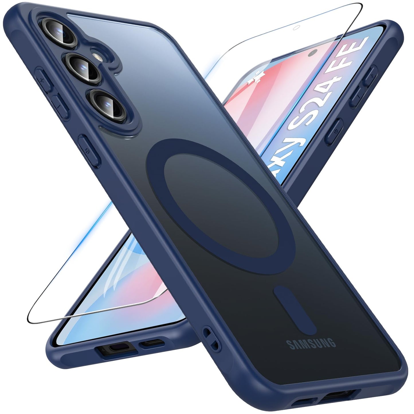 OWKEY Bumper Cover for Samsung Galaxy S23 Plus Black | 6.6'', Translucent, Slim, Magsafe Compatible, Military Grade Shockproof