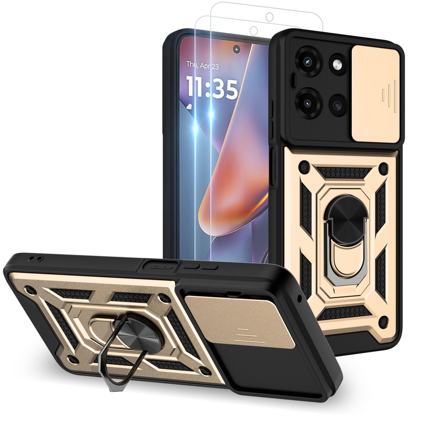 for Moto G Stylus 2025 Case: with 2PC Screen Protector,Sliding Camera Cover and Multi Angle Stand for Motorola Moto G Stylus 5G 2025 Case,Blue