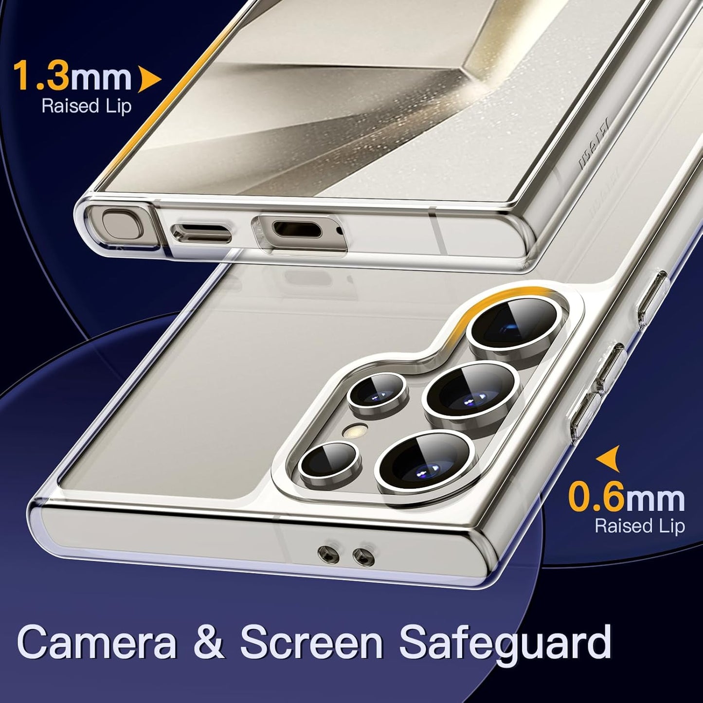 JETech Case for Samsung Galaxy S24 Ultra 5G, Non-Yellowing Shockproof Bumper Protective Phone Cover, Anti-Scratch Hard PC Back (Clear)