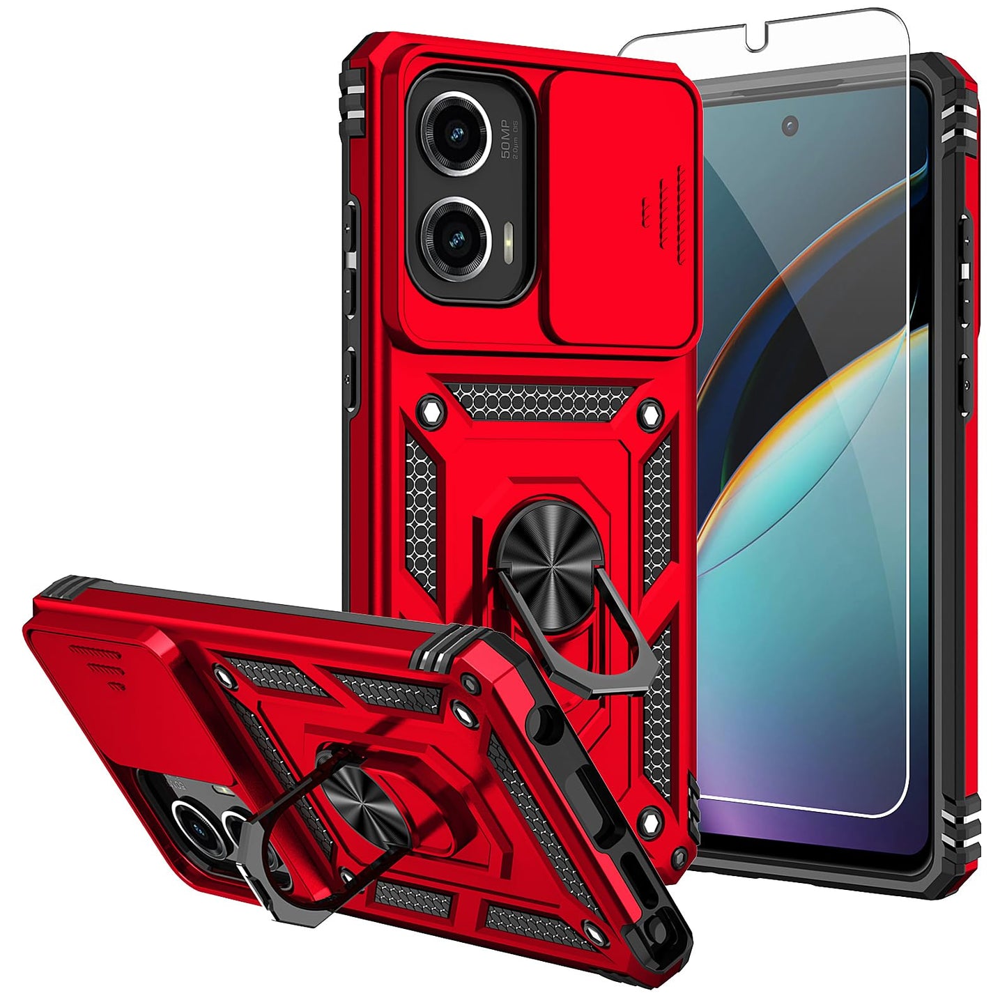 SMKY for Moto G Stylus 5G 2025 Case,with Screen Protectors and Camera Cover,16ft.Drop Tested Cover with Magnetic Kickstand Protective Case for Moto G Stylus 5G 2025, Blue