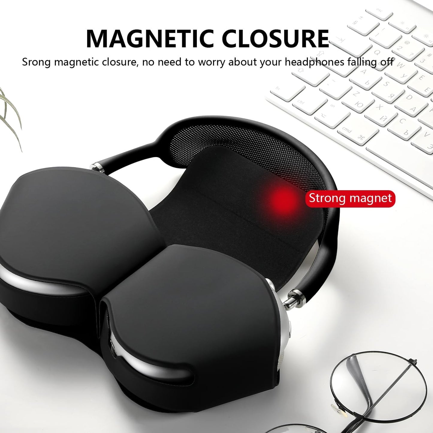 for Apple Airpods Max Case,Smart Case Cover Accessories with Sleep Mode Made by PU Leather Original Replacement Carrying Case for Airpod Pro Max Headphones, Black