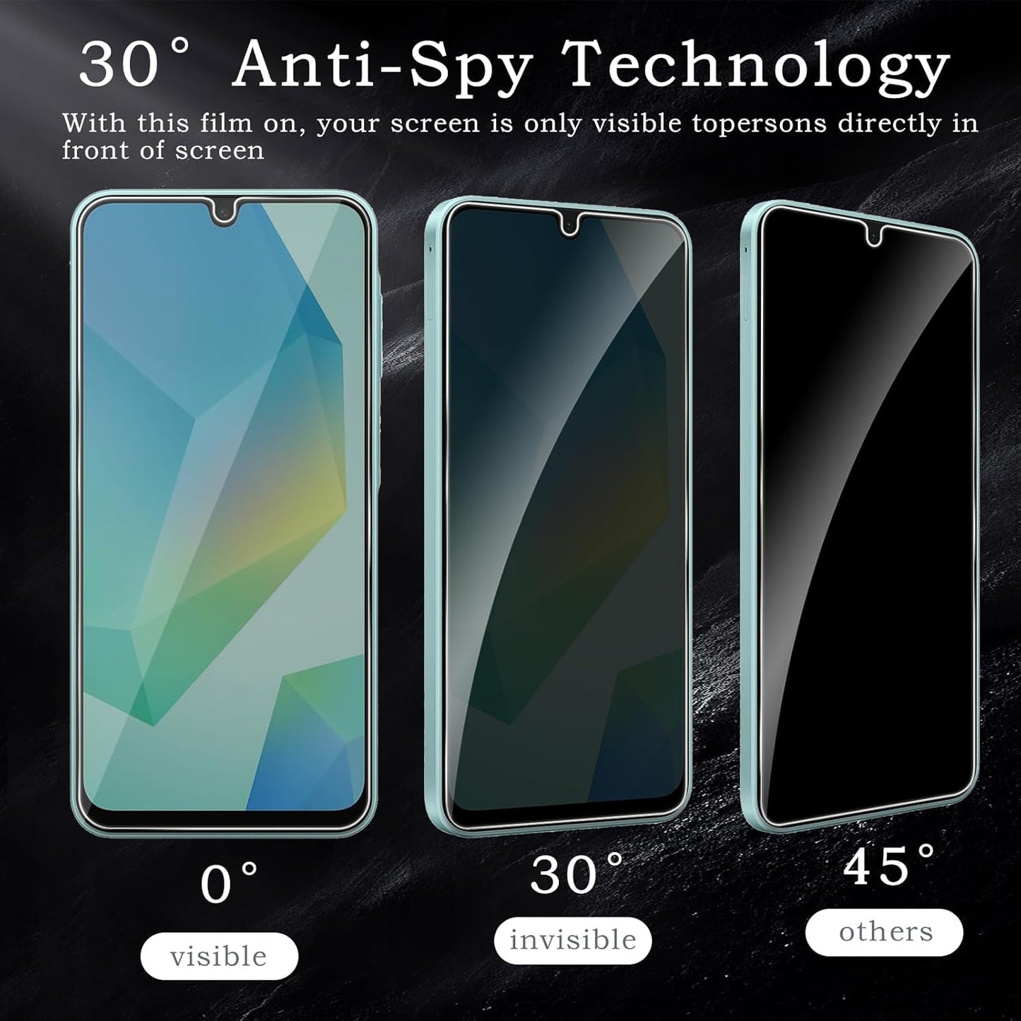 Privacy Screen Protector for Samsung Galaxy A16, Shatterproof Tempered Glass Accessories, Anti Spy Tempered Glass Film, Case Friendly Ultra Resistant 9H Hardness Anti-Glare HD Black -3 Pack