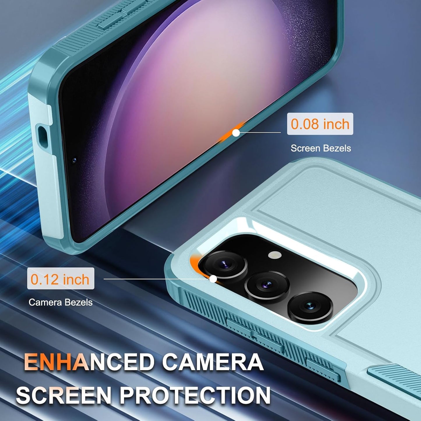 RMOCR Case for Samsung Galaxy S24 FE, Full Body Heavy Duty Rugged Shockproof Protective Phone Cover with Lanyard Strap, Tempered Glass Screen Protector and Camera Lens Cover, Mint Green