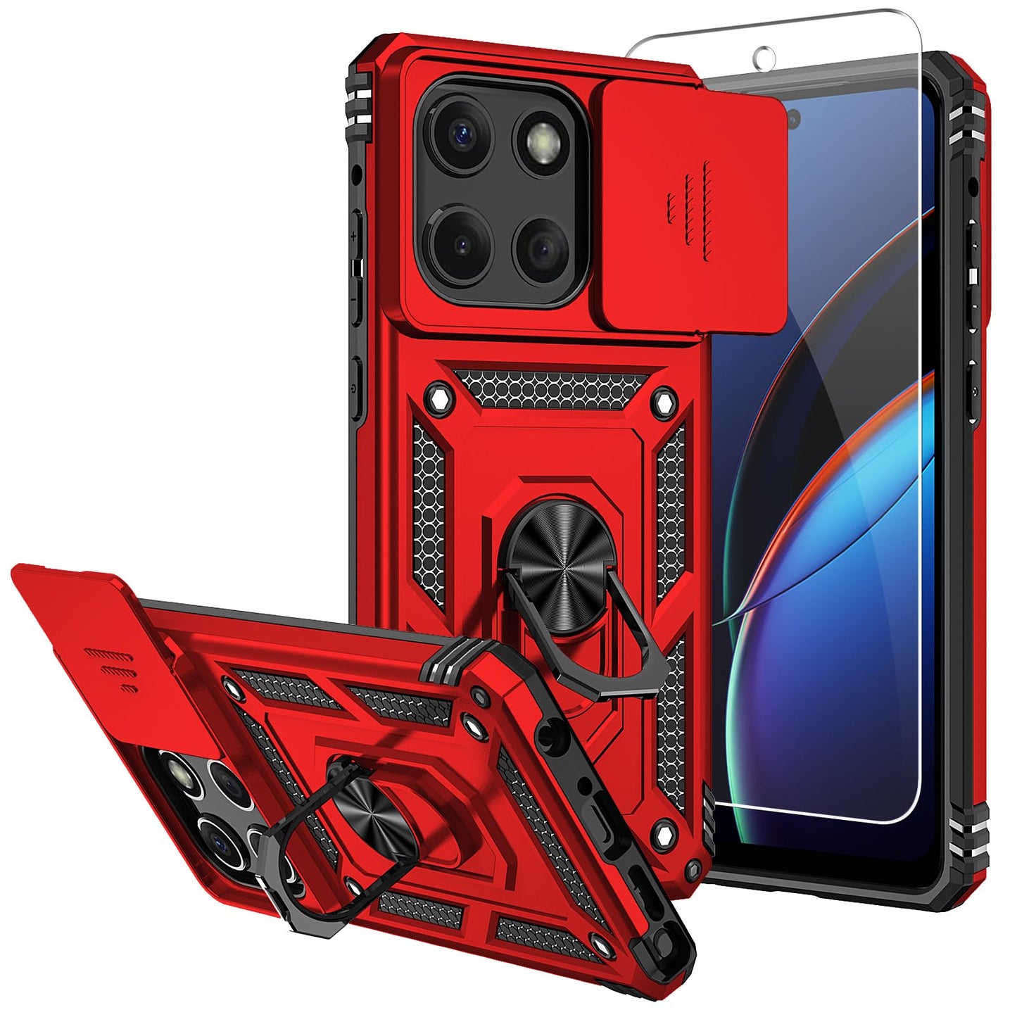 SMKY for Moto G Stylus 5G 2025 Case,with Screen Protectors and Camera Cover,16ft.Drop Tested Cover with Magnetic Kickstand Protective Case for Moto G Stylus 5G 2025, Blue