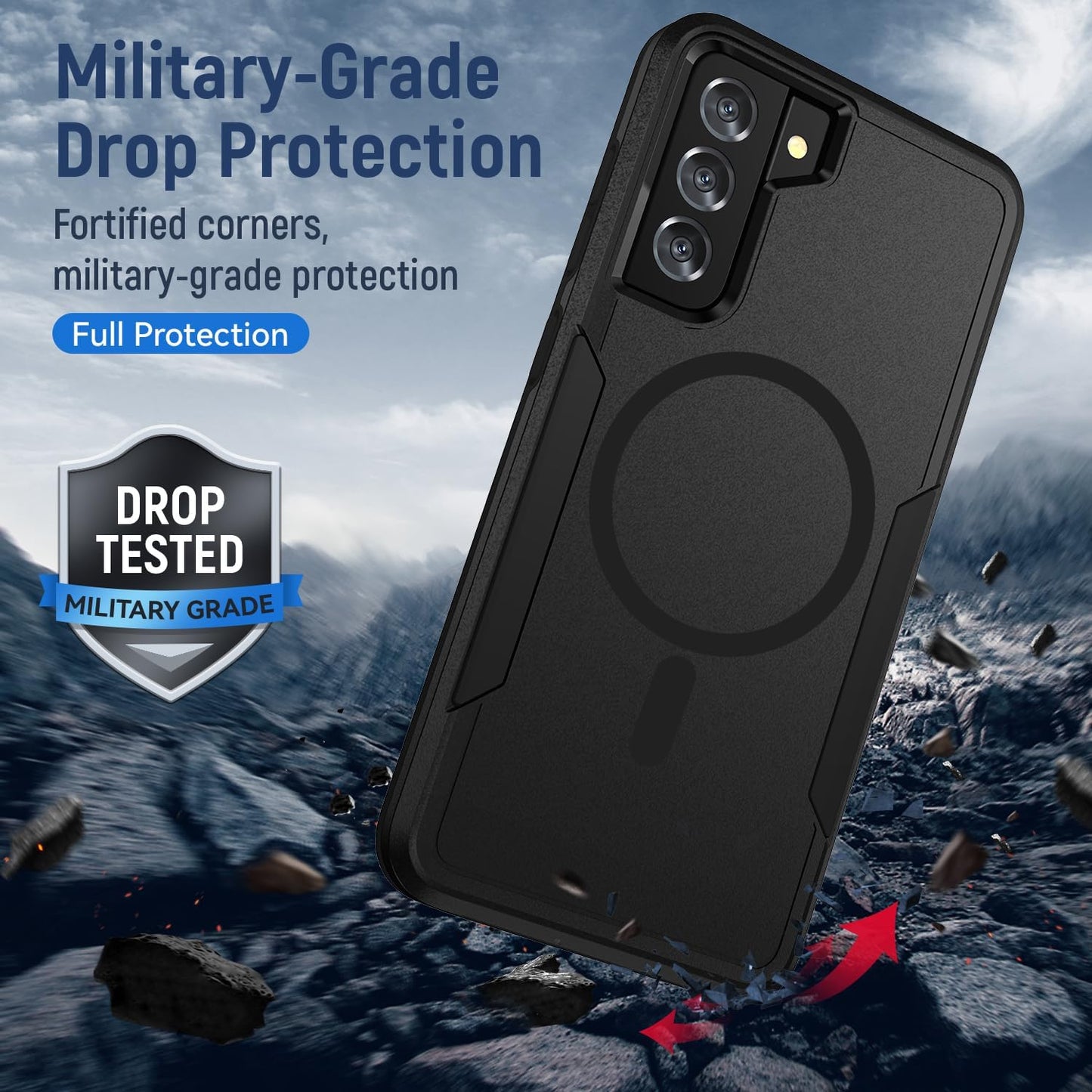 Phone Case for Samsung Galaxy S21 Plus Black | Compatible with Magsafe, Military Grade Drop Tested, Shockproof, Magnetic, Tough, Rugged, Protective, 6.7 inch