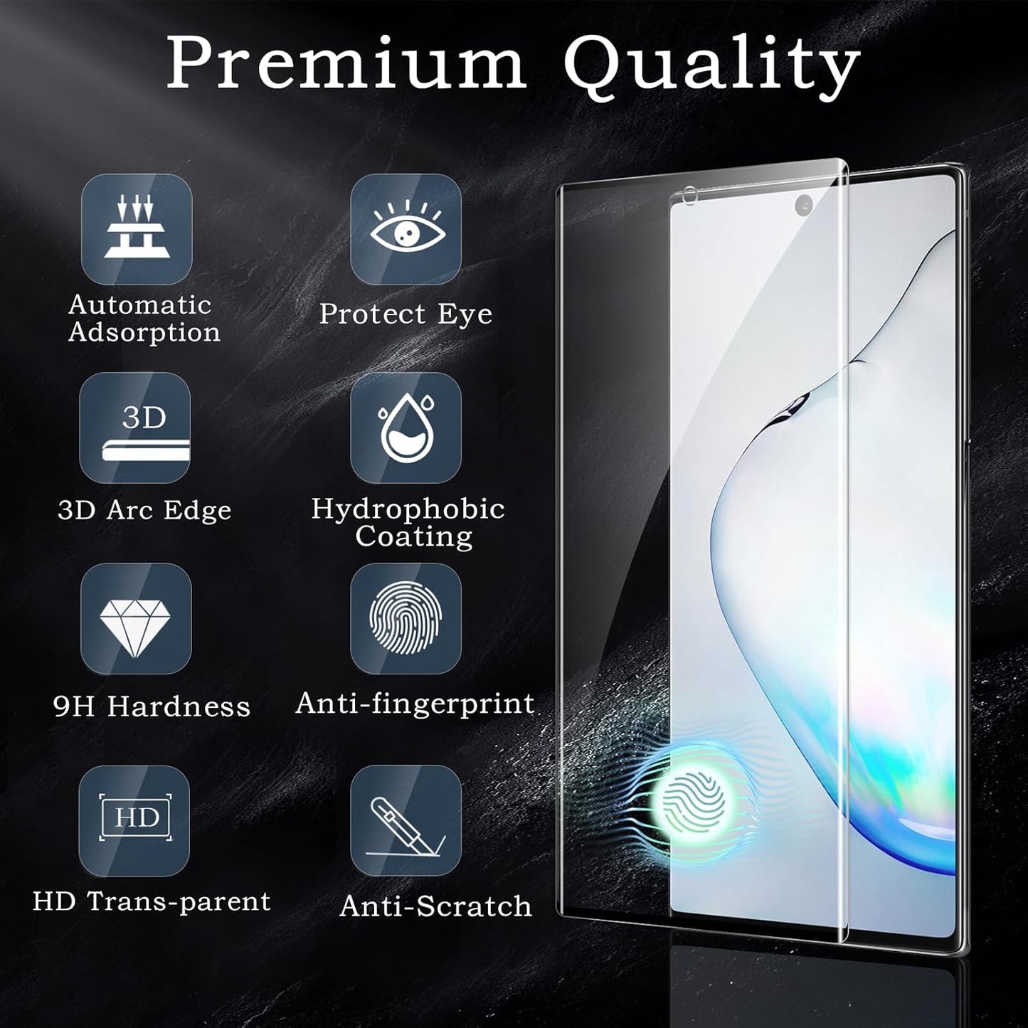 Screen Protector for Samsung Galaxy Note 10, 3D Tempered Glass Film, Ultra HD 9H Hardness Case Friendly Anti Scratch Bubble Free Ultra Resistant Oil-Resistant Shatter Protection, 2-Pack