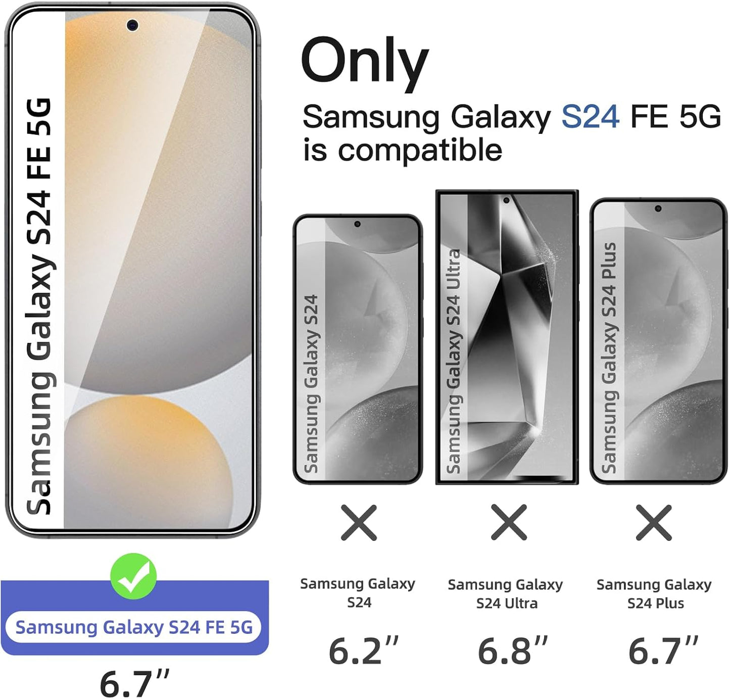 NEW'C 3 Pack Designed for Samsung Galaxy S24 FE 5G Screen Protector Tempered Glass, Bubble Free, Ultra Resistant