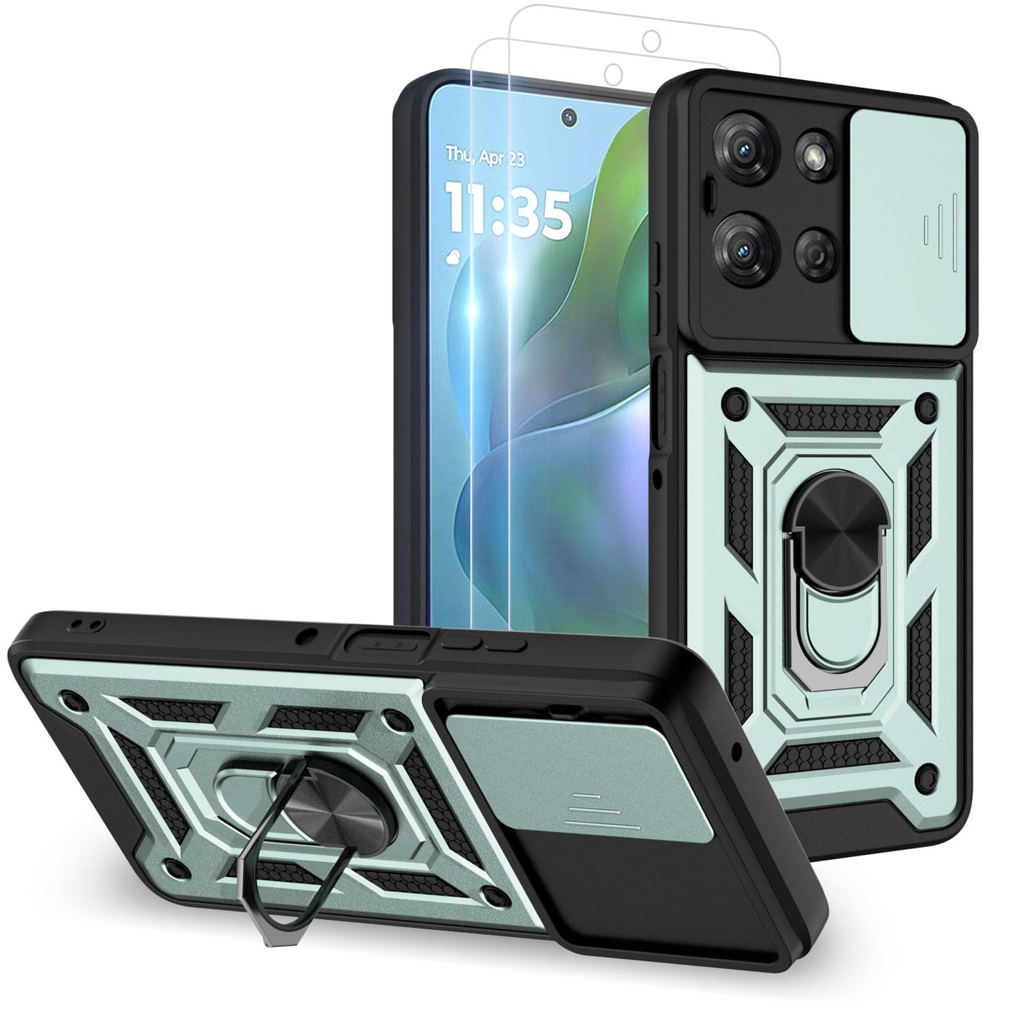 for Moto G Stylus 2025 Case: with 2PC Screen Protector,Sliding Camera Cover and Multi Angle Stand for Motorola Moto G Stylus 5G 2025 Case,Blue