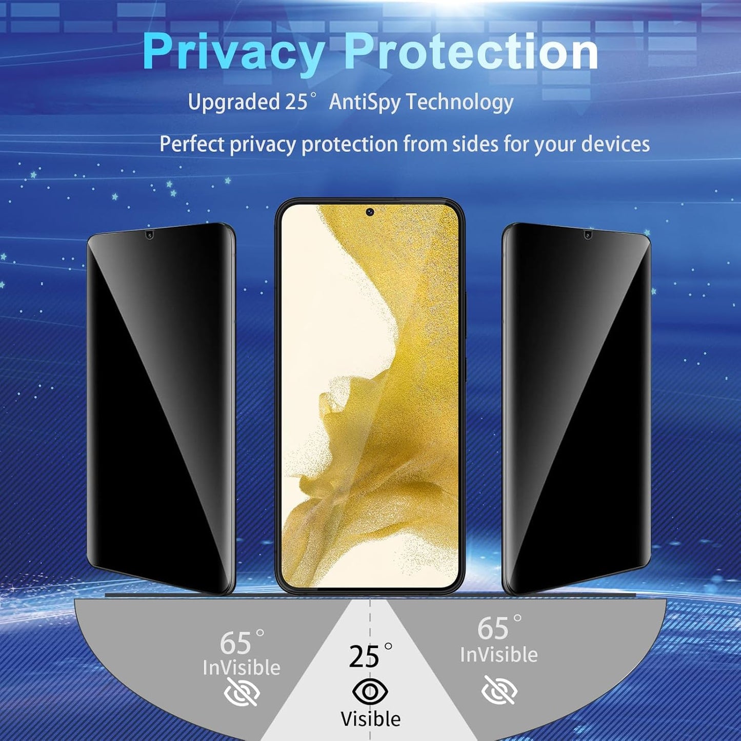 2+2 Pack Privacy Screen Protector Compatible with Galaxy S22 5G, 2 Tempered Glass with 2 Camera Lens Protectors - HD Clear - Bubble-Free - Anti-Spy - Scratch Resistant