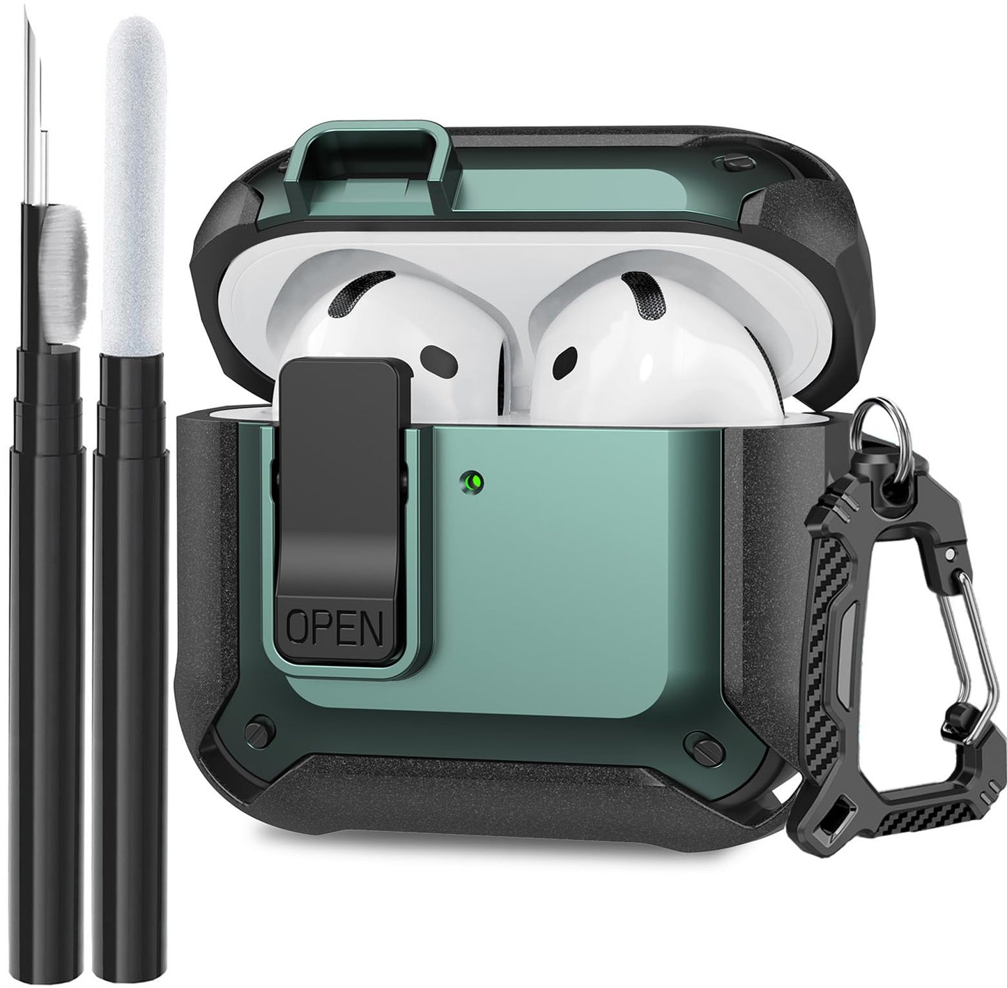 Compatible with AirPods Pro 3 Case Lock 2025, Shockproof AirPods iPod Pro 3rd Generation Protective Case Cover for Men Women with Cleaning Kit&Carabiner Black