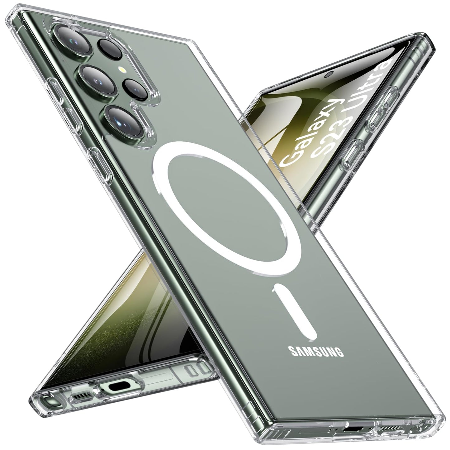 OWKEY Bumper Cover for Samsung Galaxy S23 Plus Black | 6.6'', Translucent, Slim, Magsafe Compatible, Military Grade Shockproof