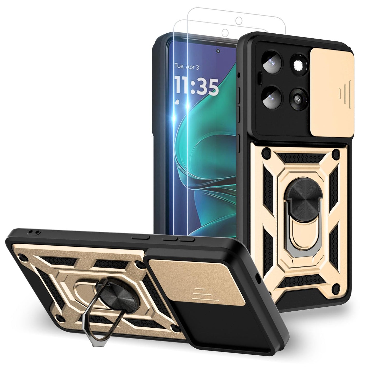 for Moto G Stylus 2025 Case: with 2PC Screen Protector,Sliding Camera Cover and Multi Angle Stand for Motorola Moto G Stylus 5G 2025 Case,Blue
