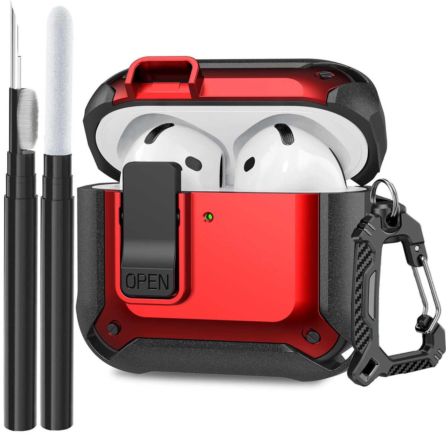 Compatible with AirPods Pro 3 Case Lock 2025, Shockproof AirPods iPod Pro 3rd Generation Protective Case Cover for Men Women with Cleaning Kit&Carabiner Black