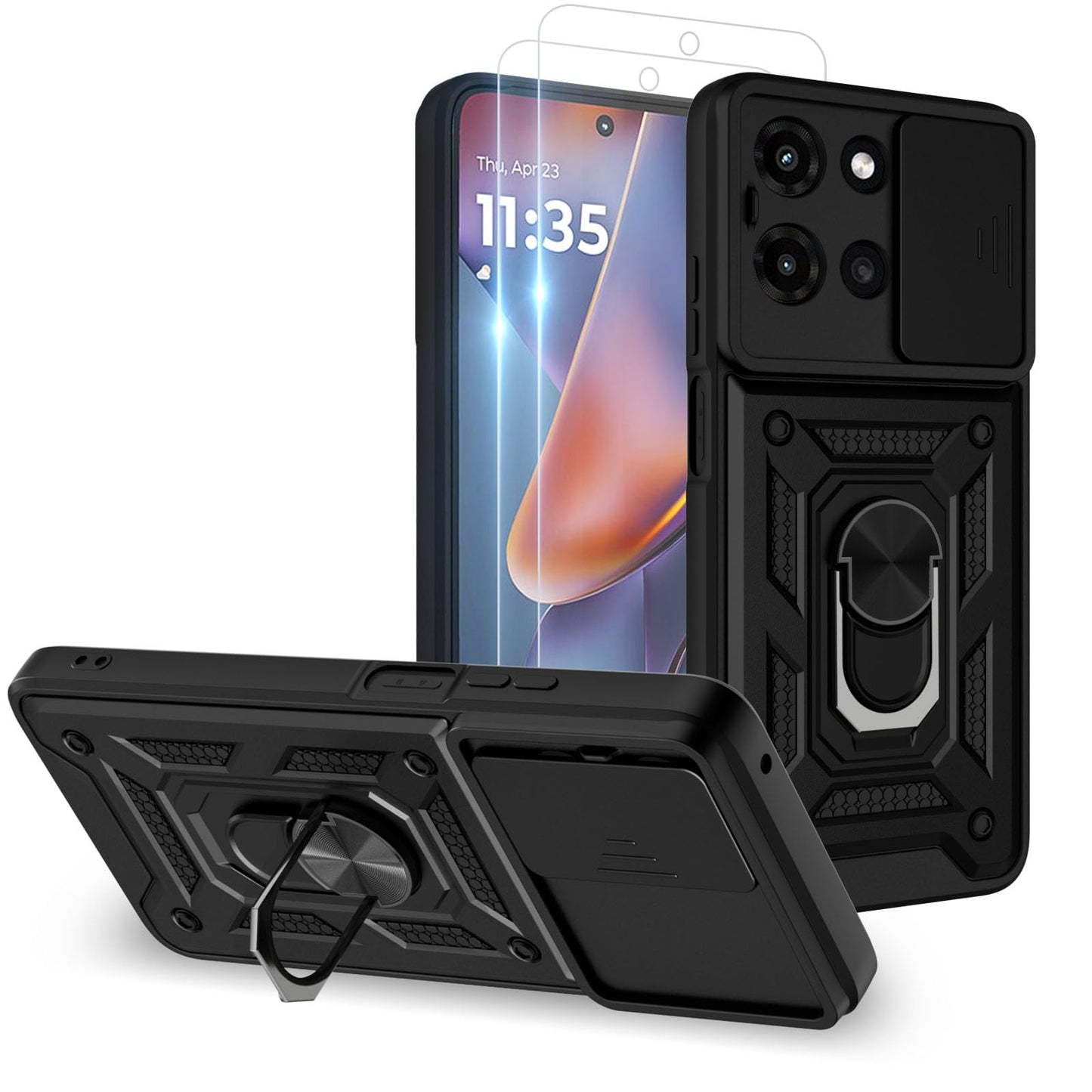 for Moto G Stylus 2025 Case: with 2PC Screen Protector,Sliding Camera Cover and Multi Angle Stand for Motorola Moto G Stylus 5G 2025 Case,Blue