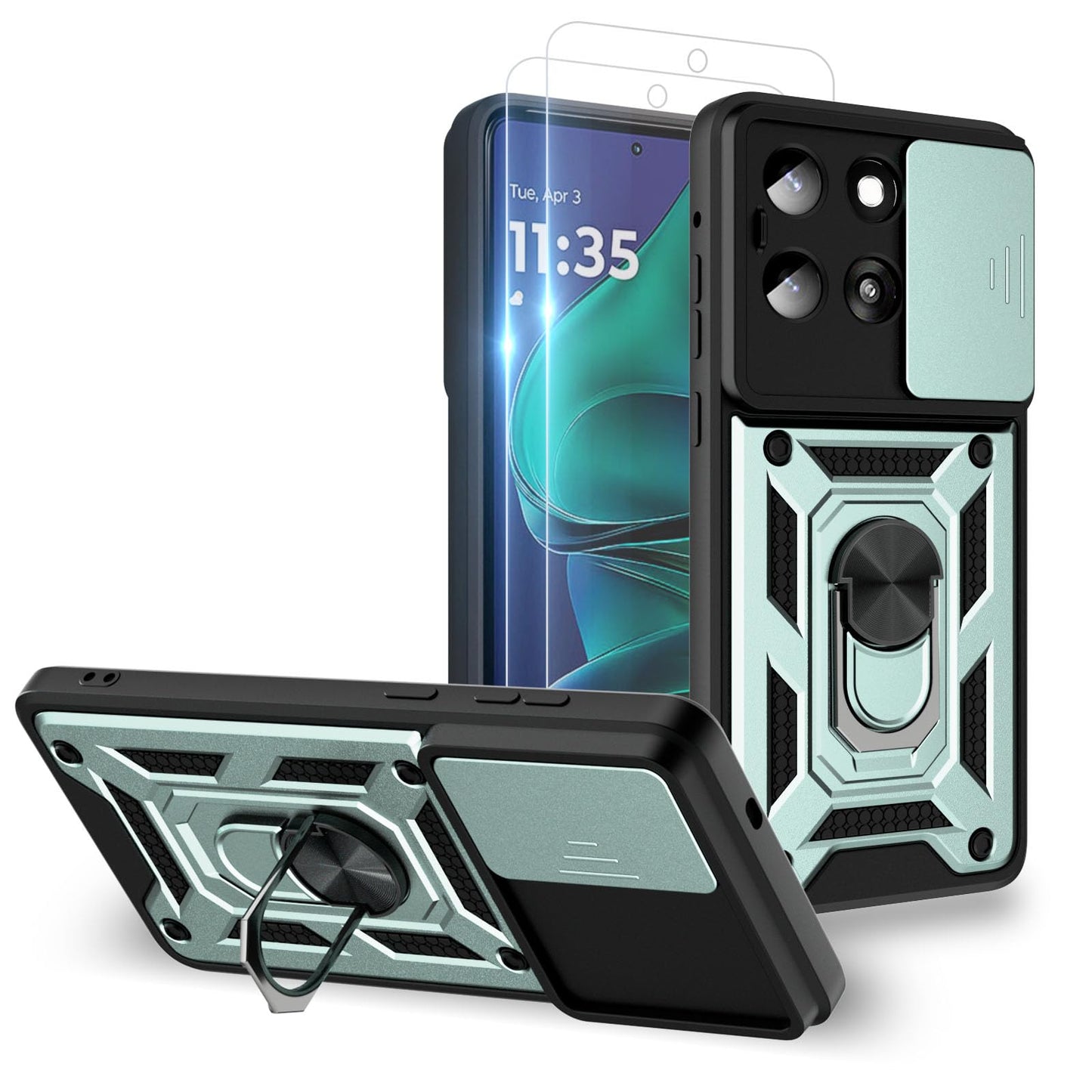 for Moto G Stylus 2025 Case: with 2PC Screen Protector,Sliding Camera Cover and Multi Angle Stand for Motorola Moto G Stylus 5G 2025 Case,Blue