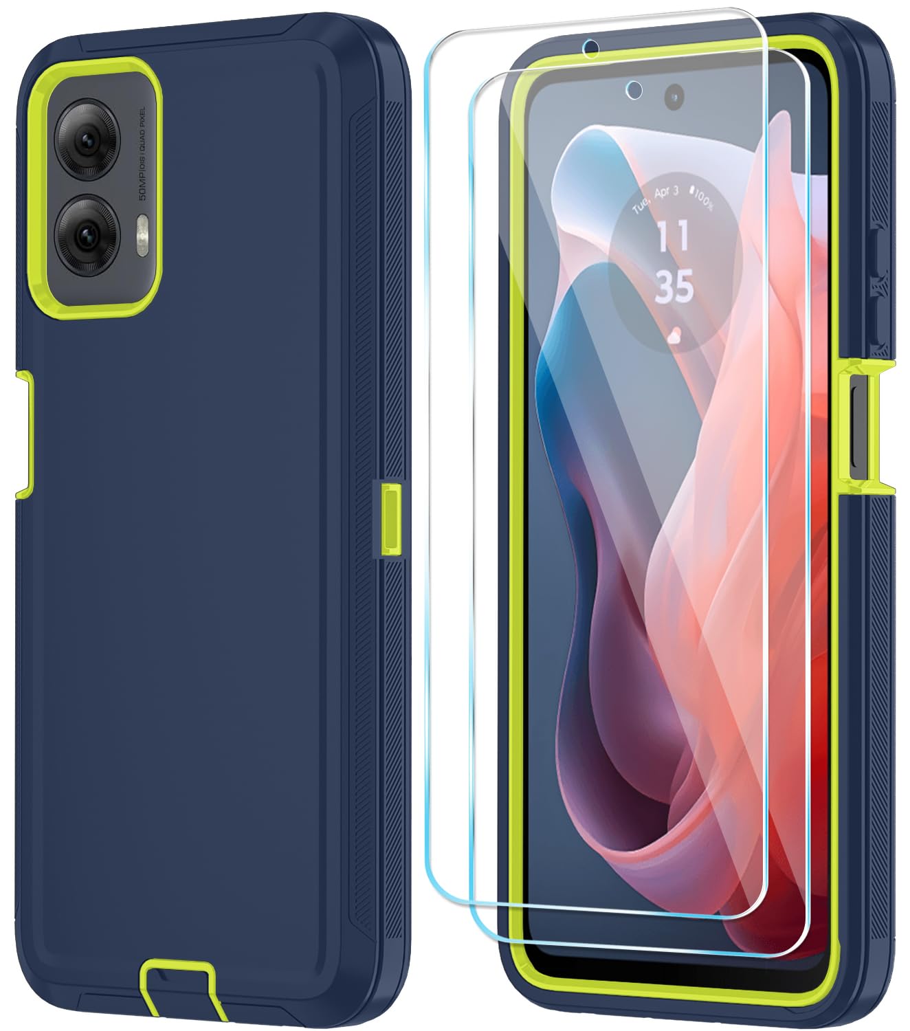 Qinmay Phone Case for Motorola Moto G Power 5G 2024 Case with HD Screen Protector, Heavy Duty Shockproof & Cover Phone Case for Moto G Power 2024,WineRed Pink