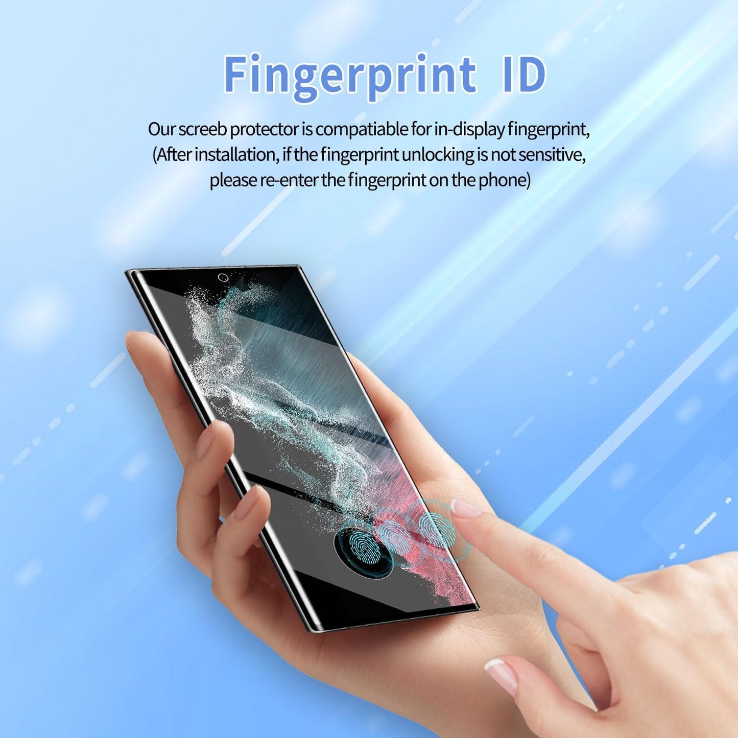 3Pack Galaxy S22 Ultra Glass Screen Protector, 2Pack Camera Lens Film 9H Hardness 3D Fulll Coverage Case Friendly Compatible with Ultra Sonic Fingerprint For Galaxy S22 Ultra 6.8”