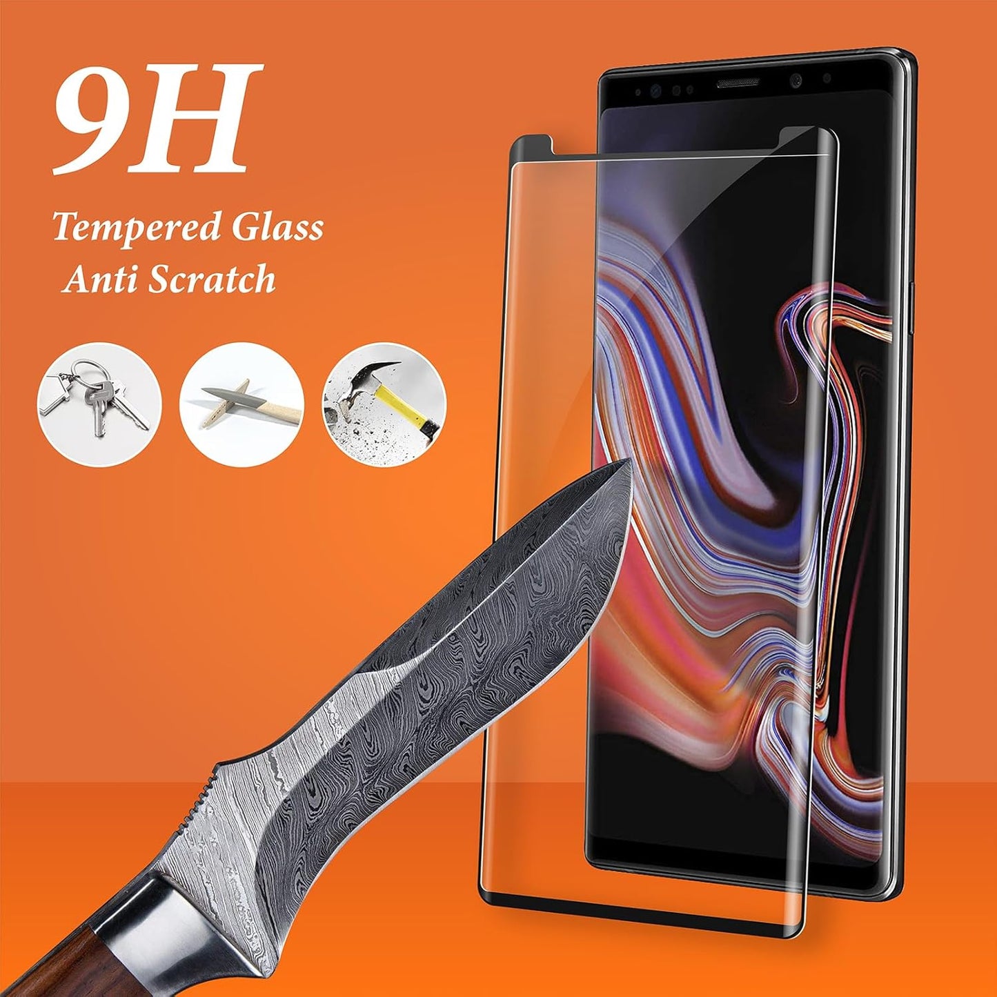 2 Pack Screen Protector for Samsung Galaxy Note 9 6.4 Inch, HD Clear Tempered Glass, Easy Installation, High Sensitivity, Case Friendly