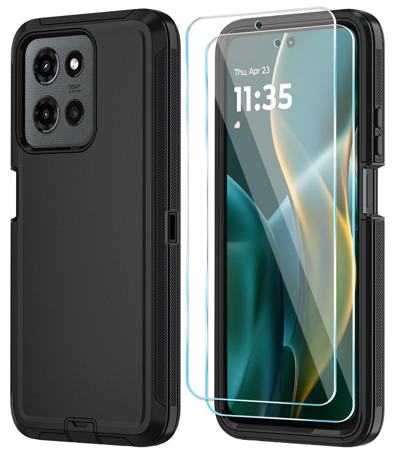 Qinmay Phone Case for Motorola Moto G 5G 2025/Moto G Play 5G 2025 Case with HD Screen Protector, Heavy Duty Shockproof & Dropproof 3-Layer Cover Phone Case,WineRedPink