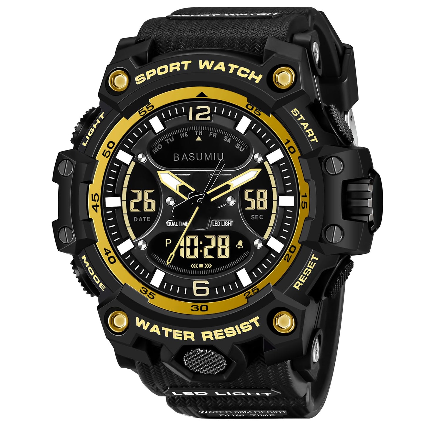 Mens Sports Wrist Watches Analog Digital Tactical Military Watch Waterproof Gold Watches for Men