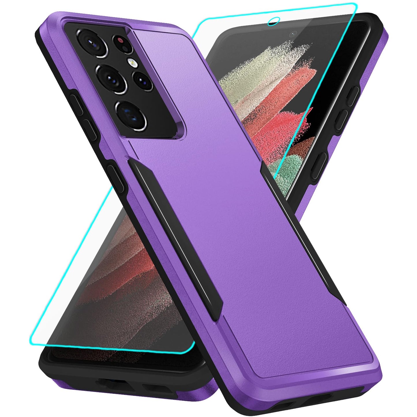 Case for Samsung Galaxy S21 Ultra Black | with Screen Protection, Heavy Duty Protective, Shockproof, Scratch Proof, Cell Phone case
