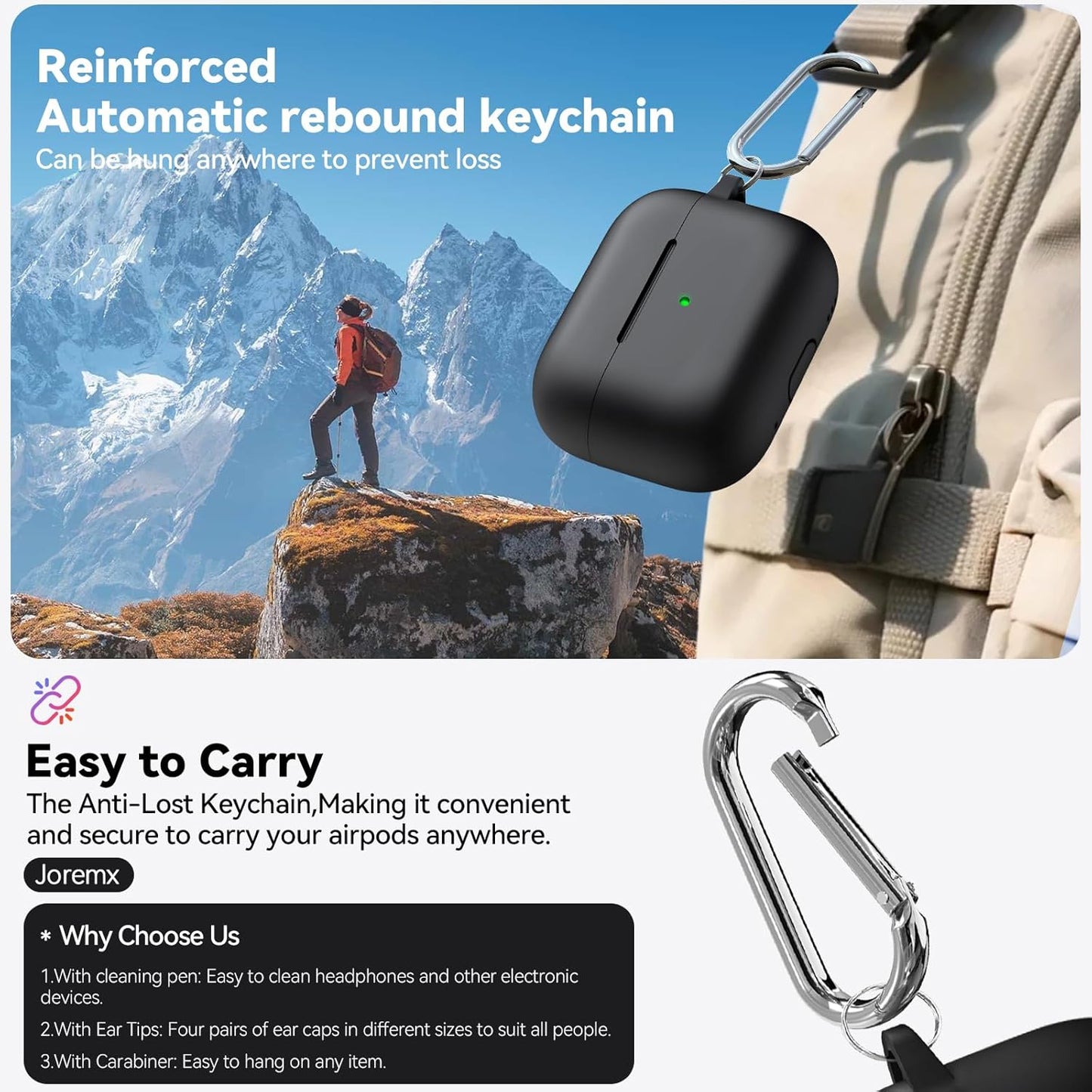 for AirPods Pro 3 Case (2025),Soft Silicone Protective Cover Compatible with Apple AirPods Pro 3rd Generation Case with Cleaning Kit for Women Men,Air pods Pro Accessories with Keychain,Black