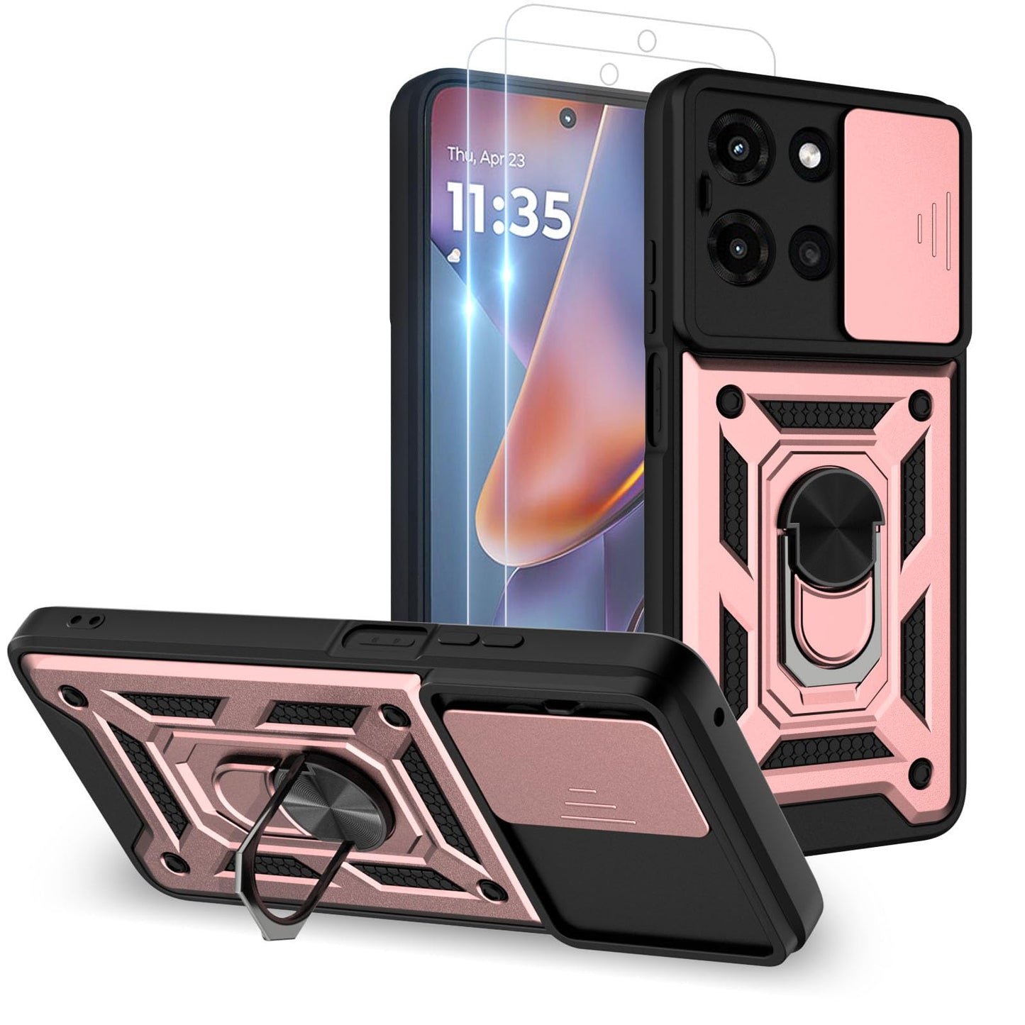 for Moto G Stylus 2025 Case: with 2PC Screen Protector,Sliding Camera Cover and Multi Angle Stand for Motorola Moto G Stylus 5G 2025 Case,Blue