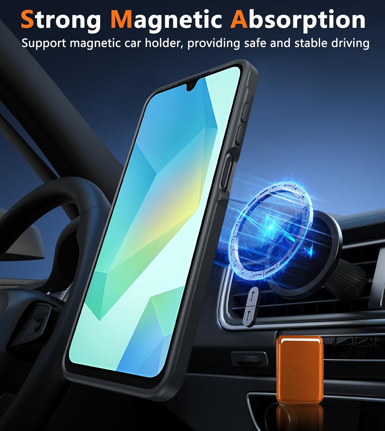 FNTCASE Samsung Galaxy A16-5G Case Cell Phone Cover Black | Magnetic, Matte Textured, Military Grade Drop Protection, Translucent, Slim, Rugged, Durable, Shockproof, Protective Bumper, 6.7 inches