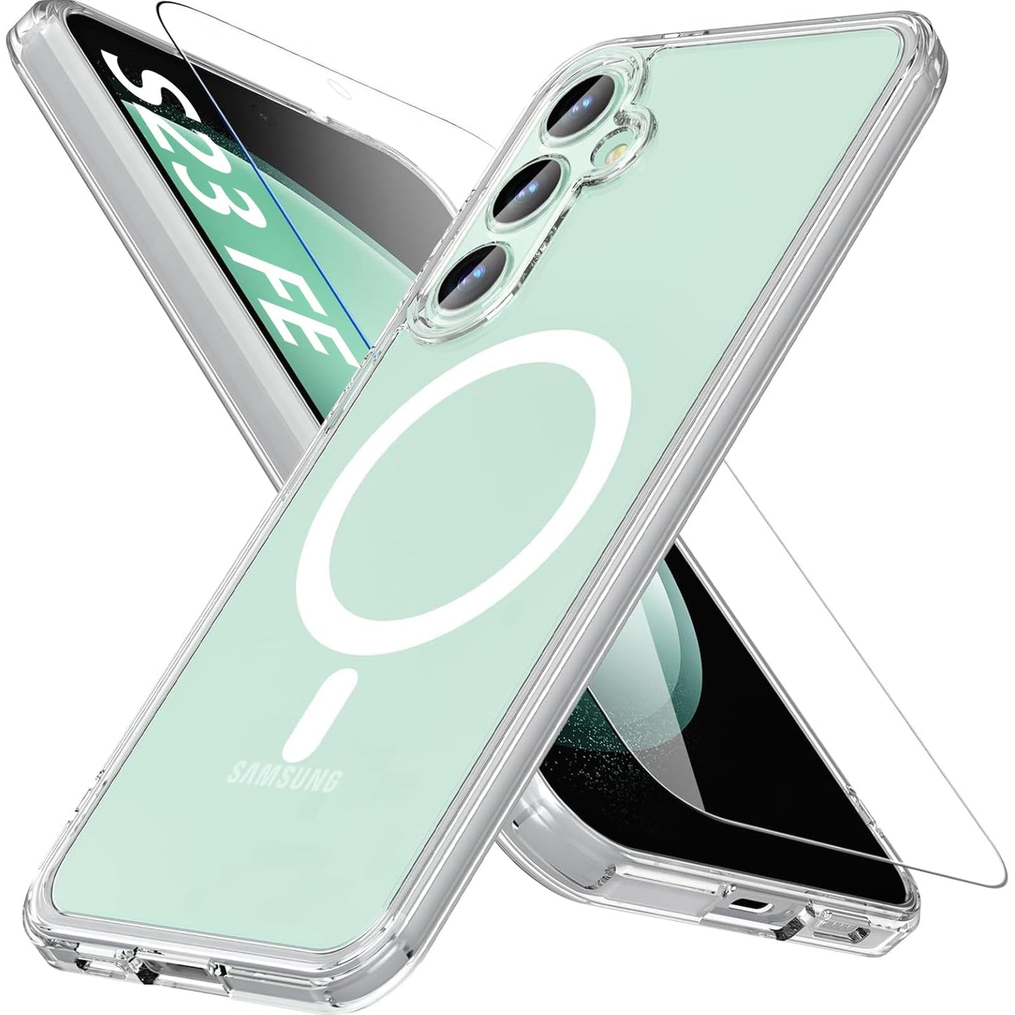 OWKEY Bumper Cover for Samsung Galaxy S23 Plus Black | 6.6'', Translucent, Slim, Magsafe Compatible, Military Grade Shockproof