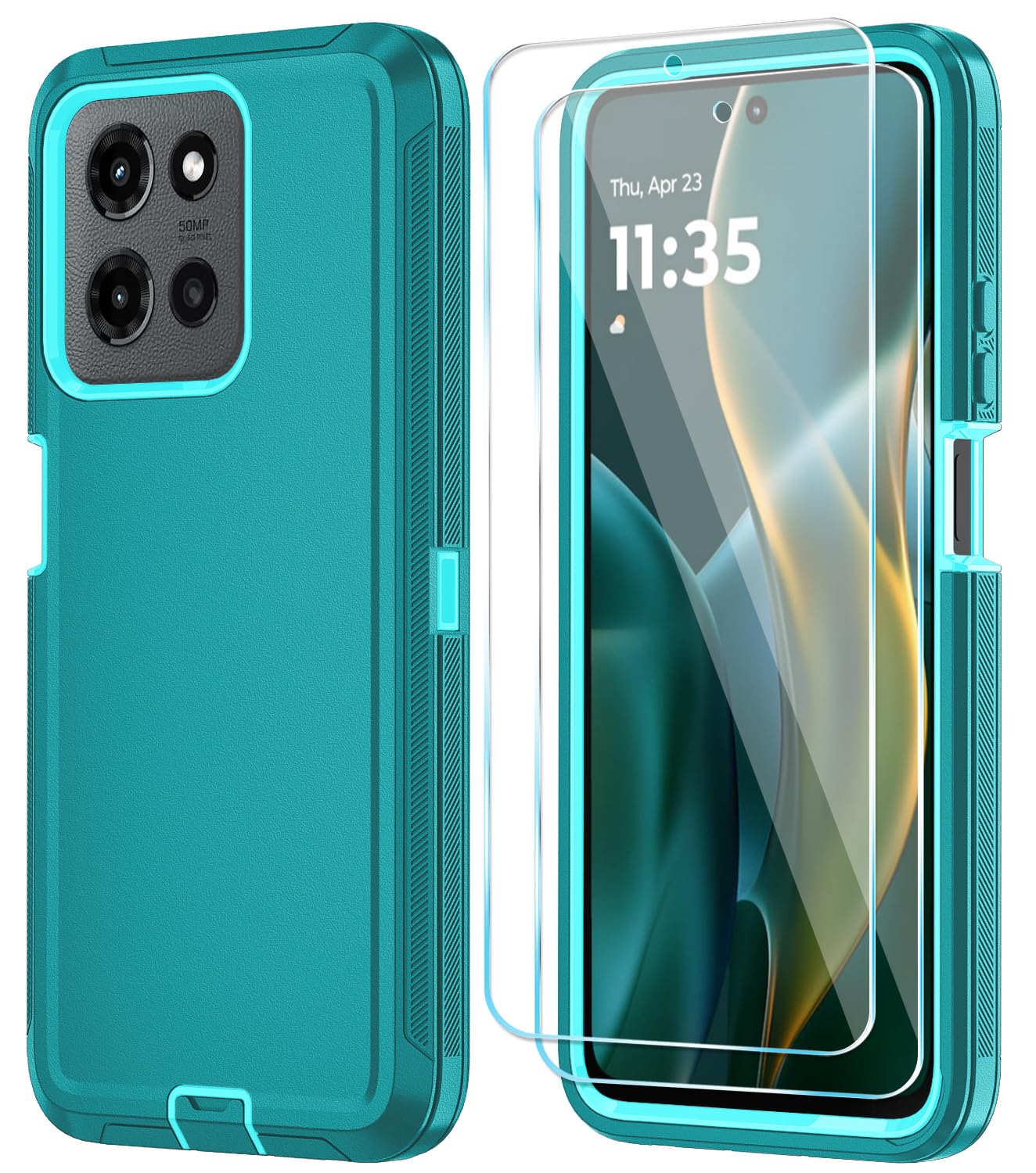 Qinmay Phone Case for Motorola Moto G 5G 2025/Moto G Play 5G 2025 Case with HD Screen Protector, Heavy Duty Shockproof & Dropproof 3-Layer Cover Phone Case,WineRedPink