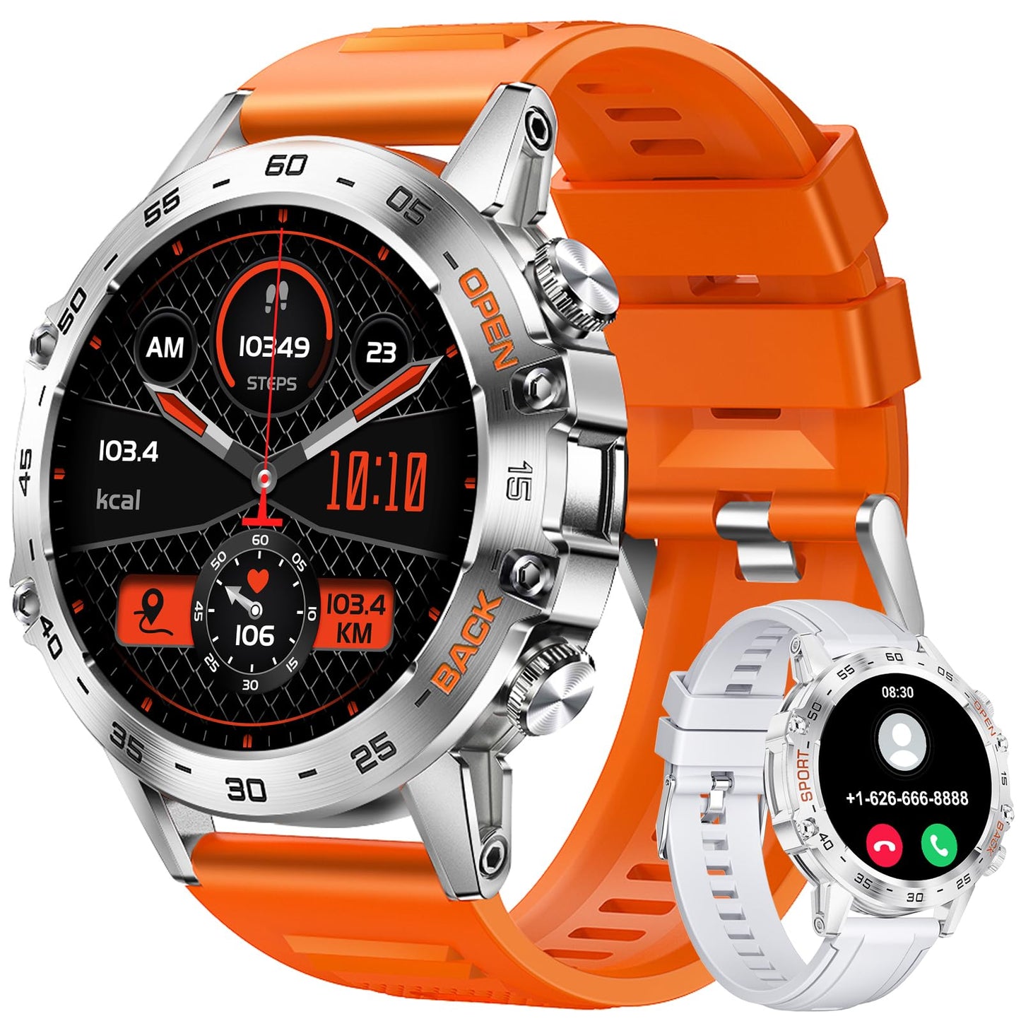 Military Smart Watch for Men(Answer/Dial Calls),100 Sports Modes, 5ATM Waterproof Fitness Watch with Heart Rate/SpO2/Blood Pressure for Android and iOS,1.39''HD DIY Screen Smartwatch Black
