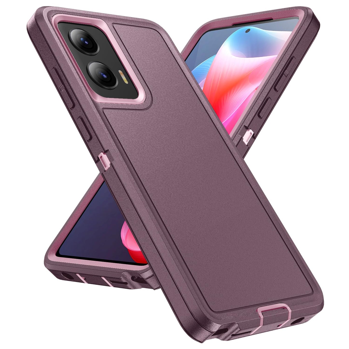 Designed for Motorola Moto G Stylus 5G 2024 Case 3 in 1 Military Grade Protective Case Cover Silicone Heavy Duty Rugged Shockproof for Moto G Stylus 5G 2024 Phone Case (Navy+Cyan)