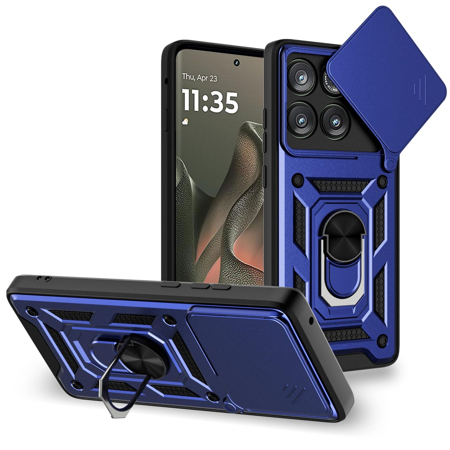 for Moto G Stylus 2025 Case: with 2PC Screen Protector,Sliding Camera Cover and Multi Angle Stand for Motorola Moto G Stylus 5G 2025 Case,Blue