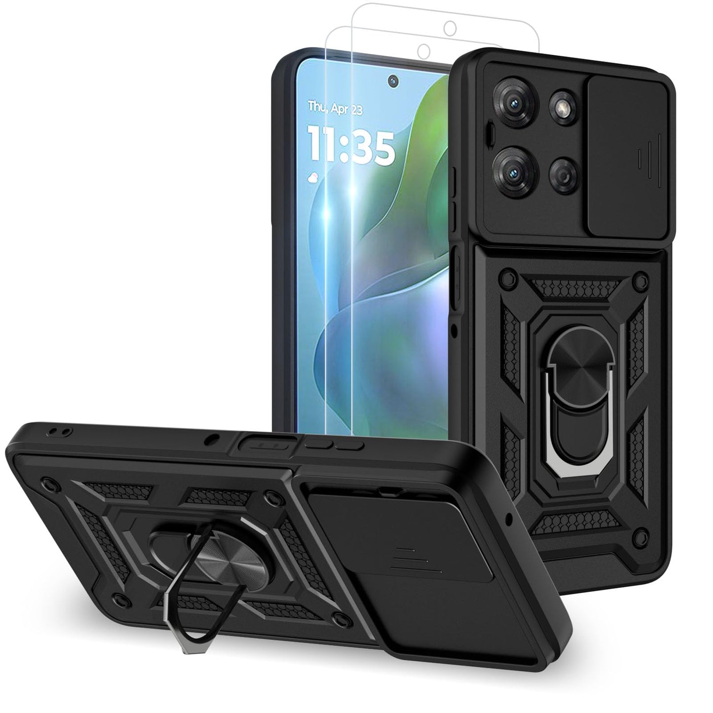 for Moto G Stylus 2025 Case: with 2PC Screen Protector,Sliding Camera Cover and Multi Angle Stand for Motorola Moto G Stylus 5G 2025 Case,Blue