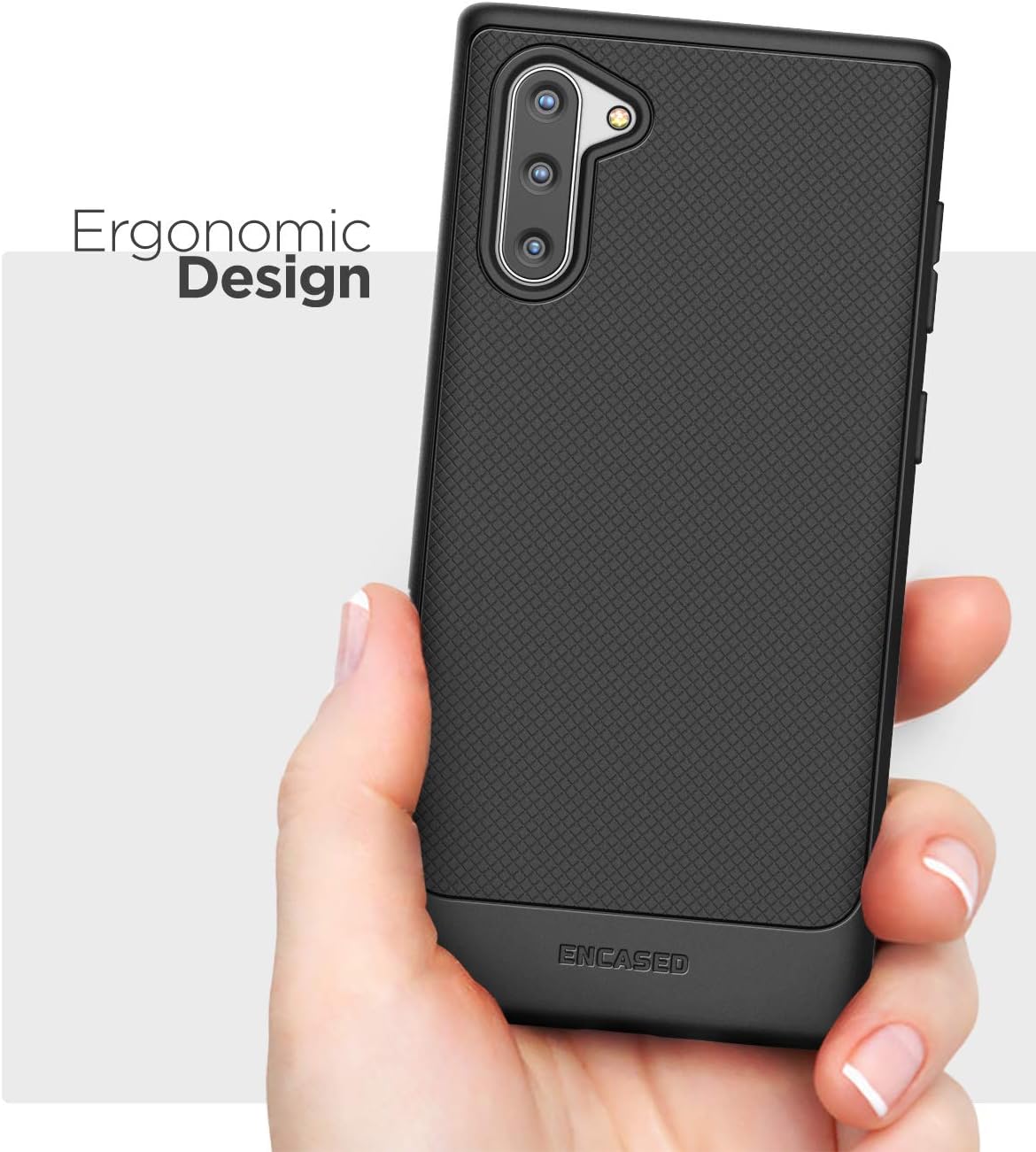 ENCASED Galaxy Note 10 Case (Thin Armor) Slim Flexible Grip Phone Cover (Samsung Note 10) Black (Note 10)