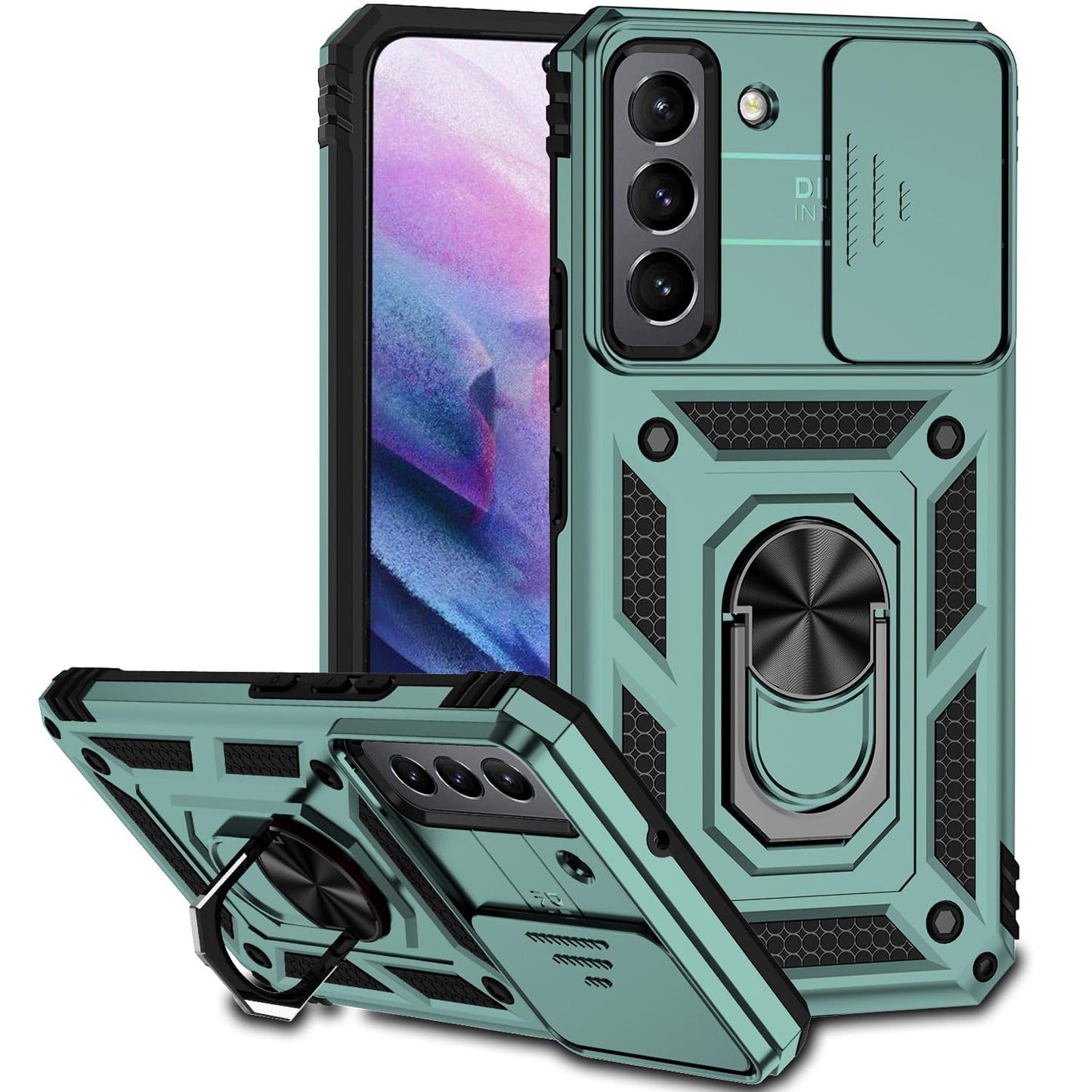 Military Grade Case for Galaxy S22 Plus with Kickstand & Slide Camera Cover Protection - Shockproof Case for Samsung Galaxy S22 Plus (Blue)