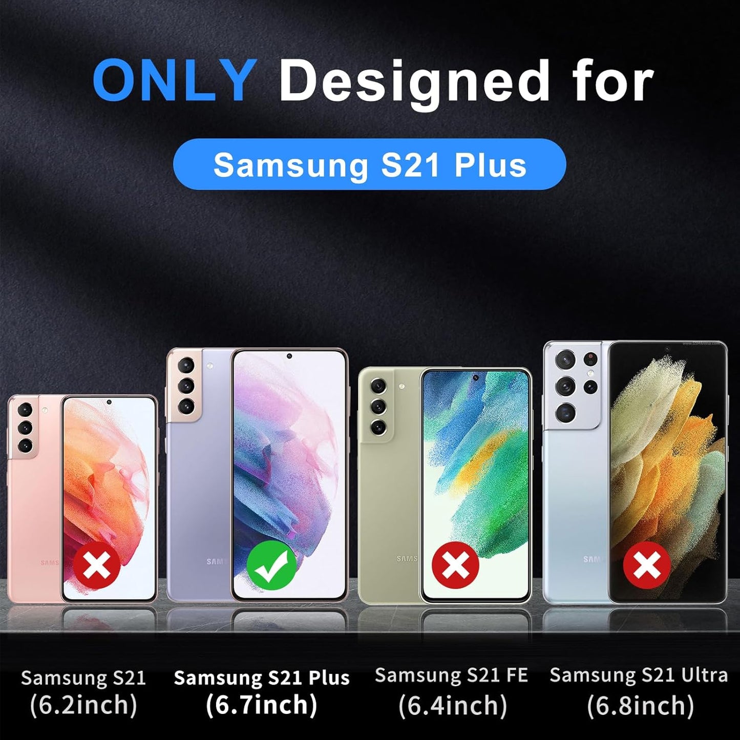 Phone Case for Samsung Galaxy S21 Plus Black | Compatible with Magsafe, Military Grade Drop Tested, Shockproof, Magnetic, Tough, Rugged, Protective, 6.7 inch