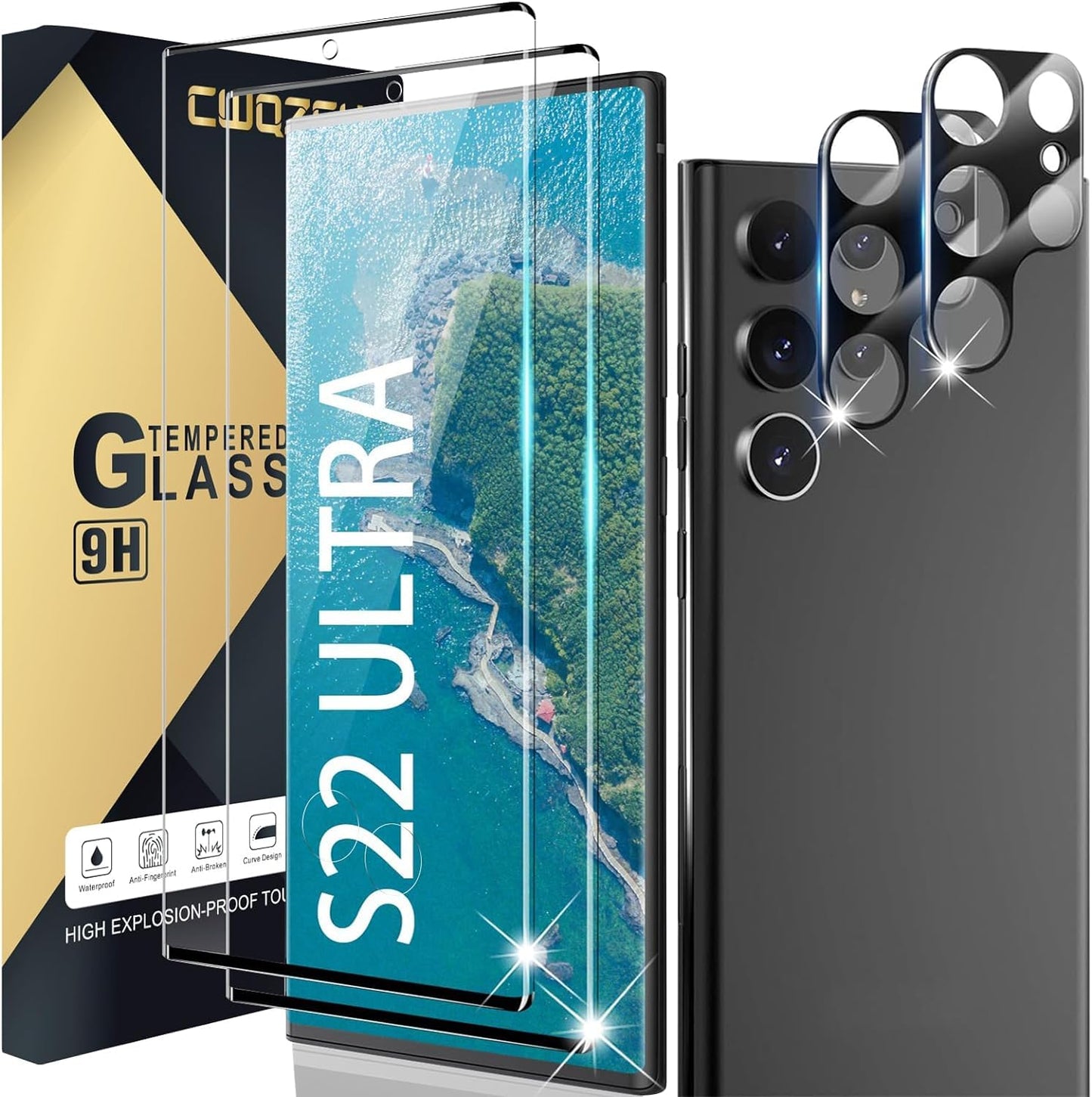 [4+3 Pack Screen Protector Compatible with Galaxy A15 5G, 4 Tempered Glass with 3 Camera Lens Protectors, High Clarity, Anti-Shatter, Bubble Free