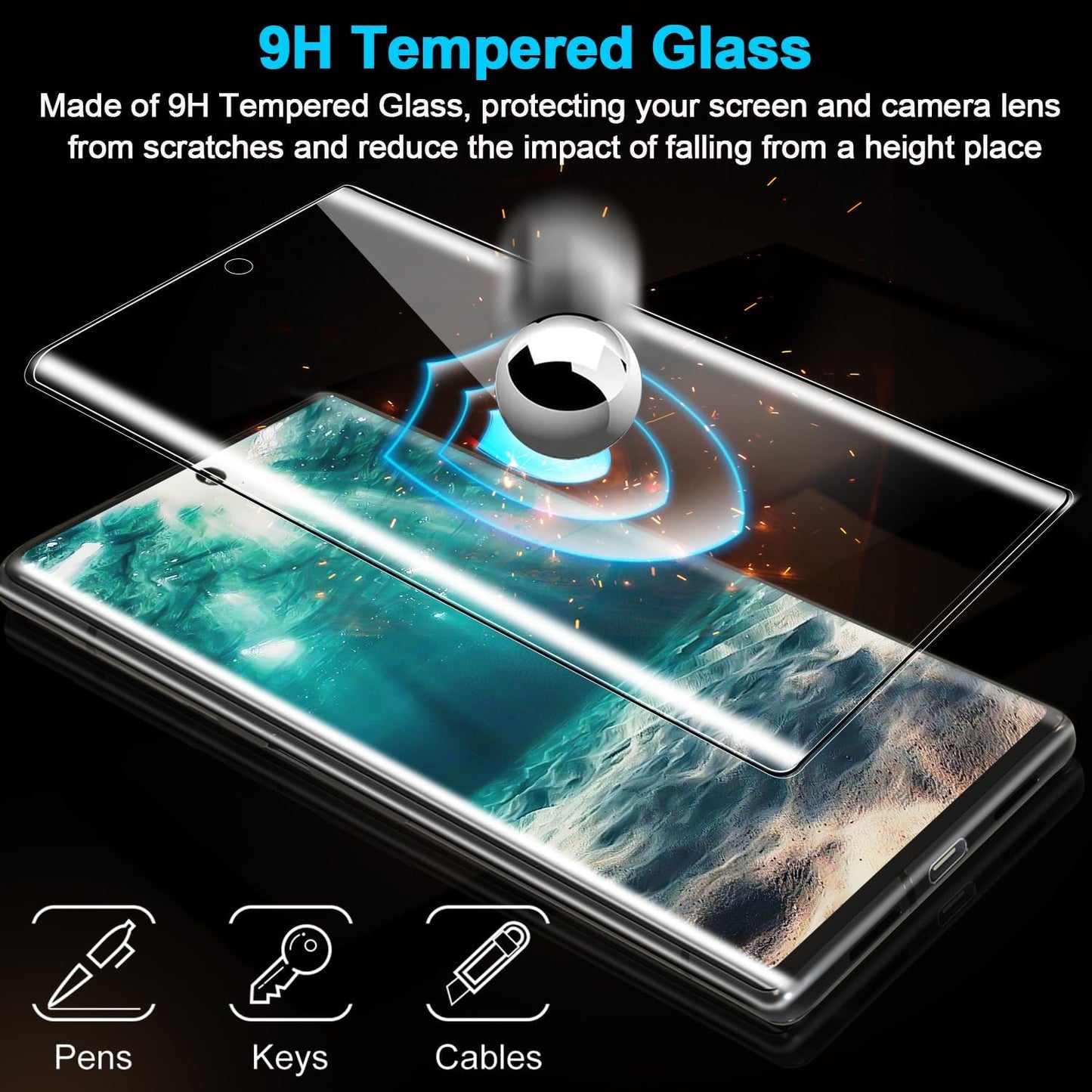 3 Pack Galaxy S21 Ultra Screen Protector Tempered Glass, Ultrasonic Fingerprint Compatible,3D Curved,HD Clear Tempered Glass for Samsung Galaxy S21 Ultra 5G Glass Screen Protector