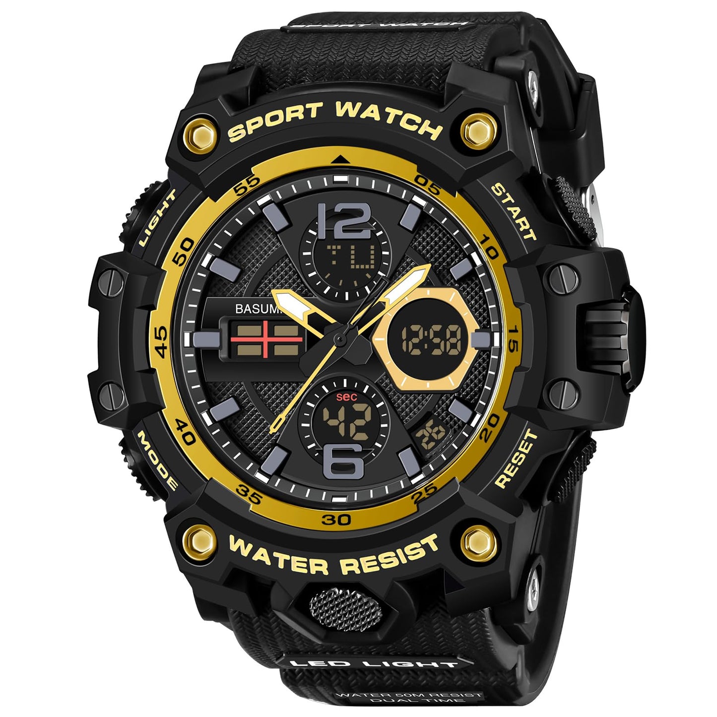 Mens Sports Wrist Watches Analog Digital Tactical Military Watch Waterproof Gold Watches for Men