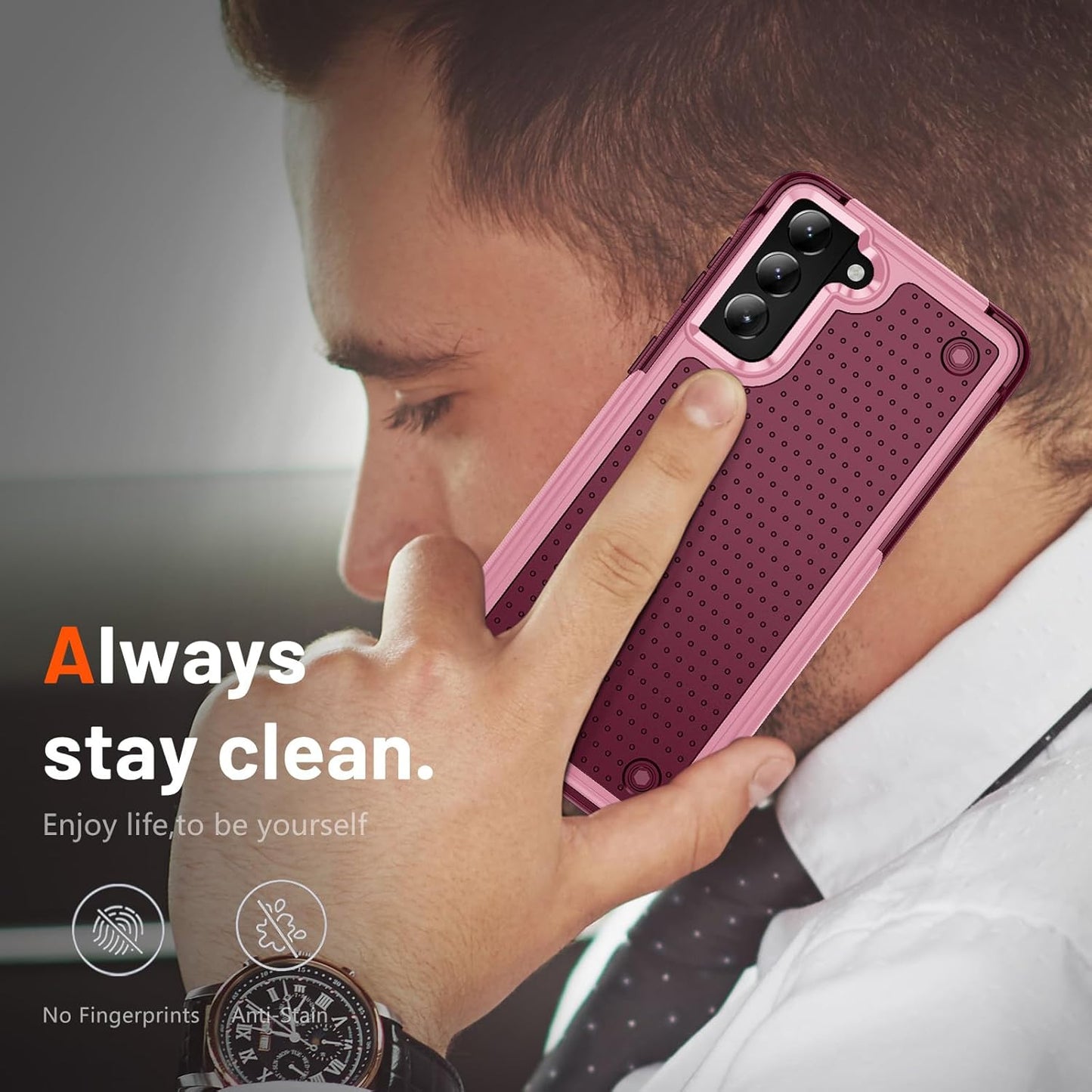 Designed for Samsung Galaxy S21 Plus Case S21+ Case Gift Militay Grade Drop Protective Rugged Heavy Duty Cover Shockproof Case for Galaxy S21 Plus Phone Case for women men boy girl (Pink+Rose Red)