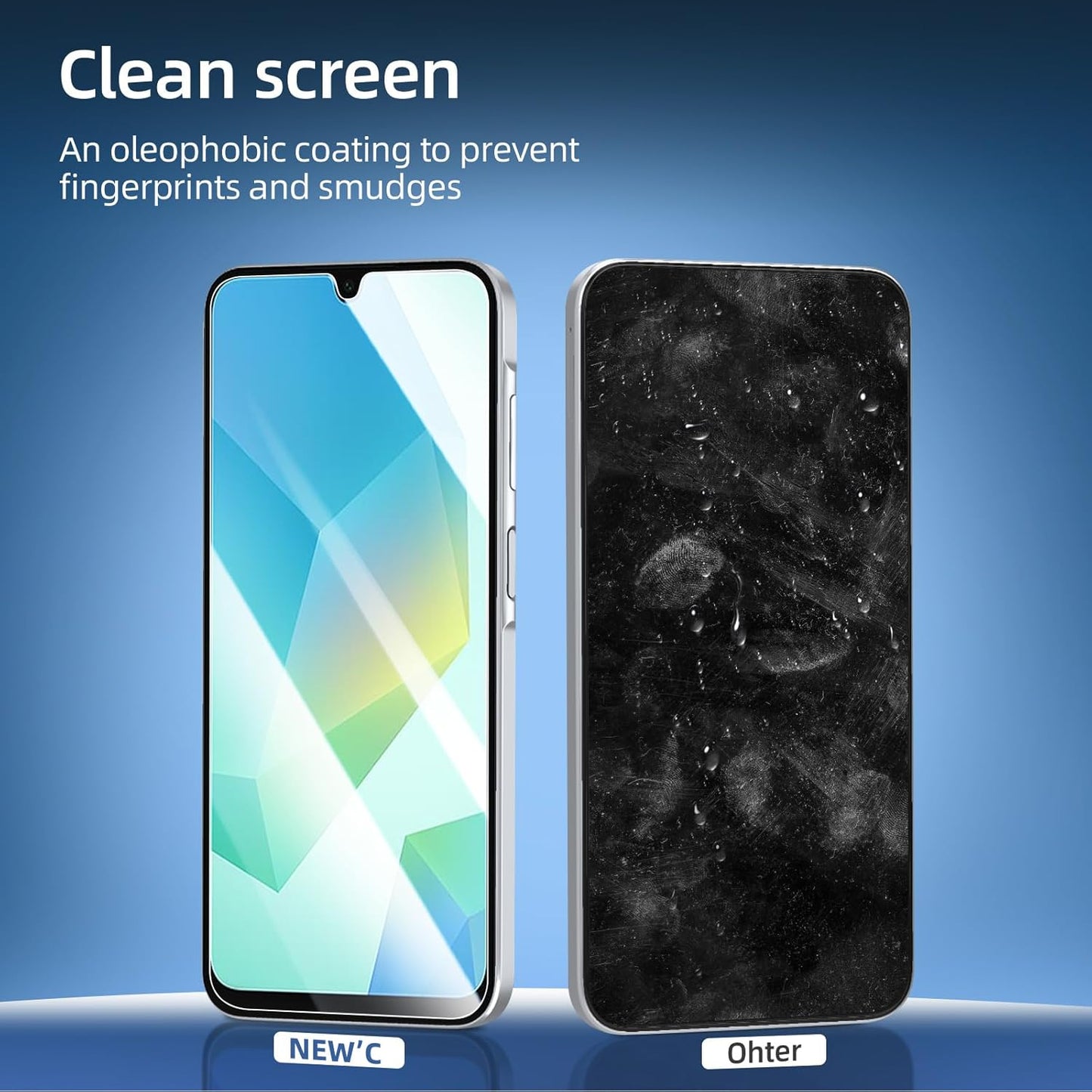 NEW'C 3 Pack Designed for Samsung Galaxy A17 2025, Galaxy A16 5G, Galaxy A26 5G Screen Protector Tempered Glass, Bubble Free, Ultra Resistant
