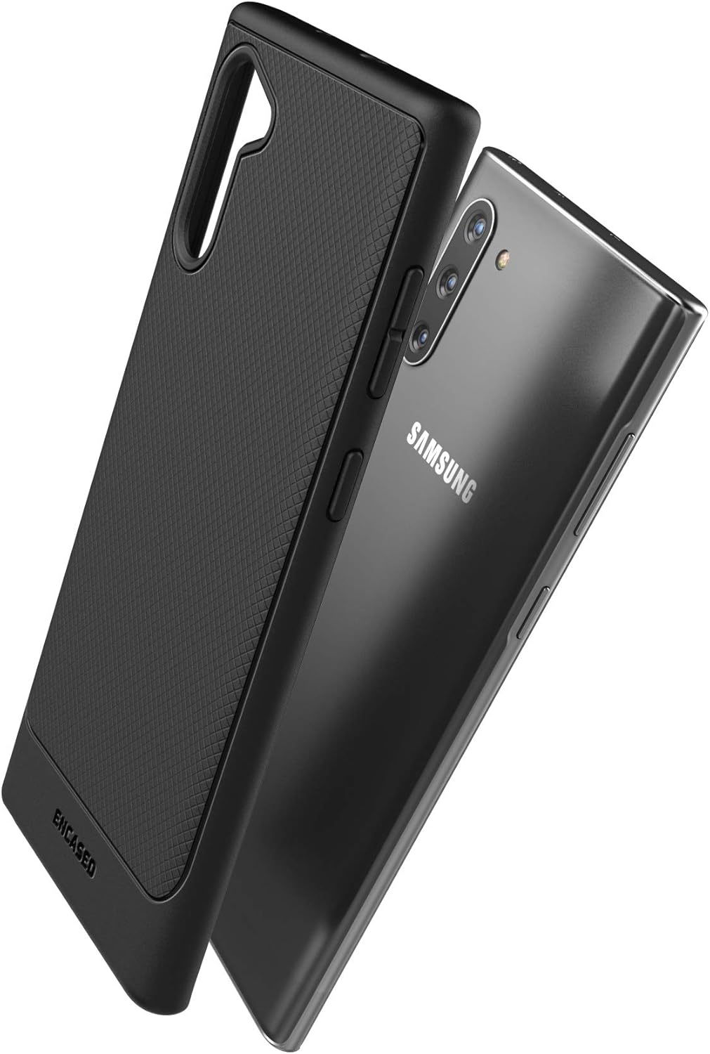 ENCASED Galaxy Note 10 Case (Thin Armor) Slim Flexible Grip Phone Cover (Samsung Note 10) Black (Note 10)