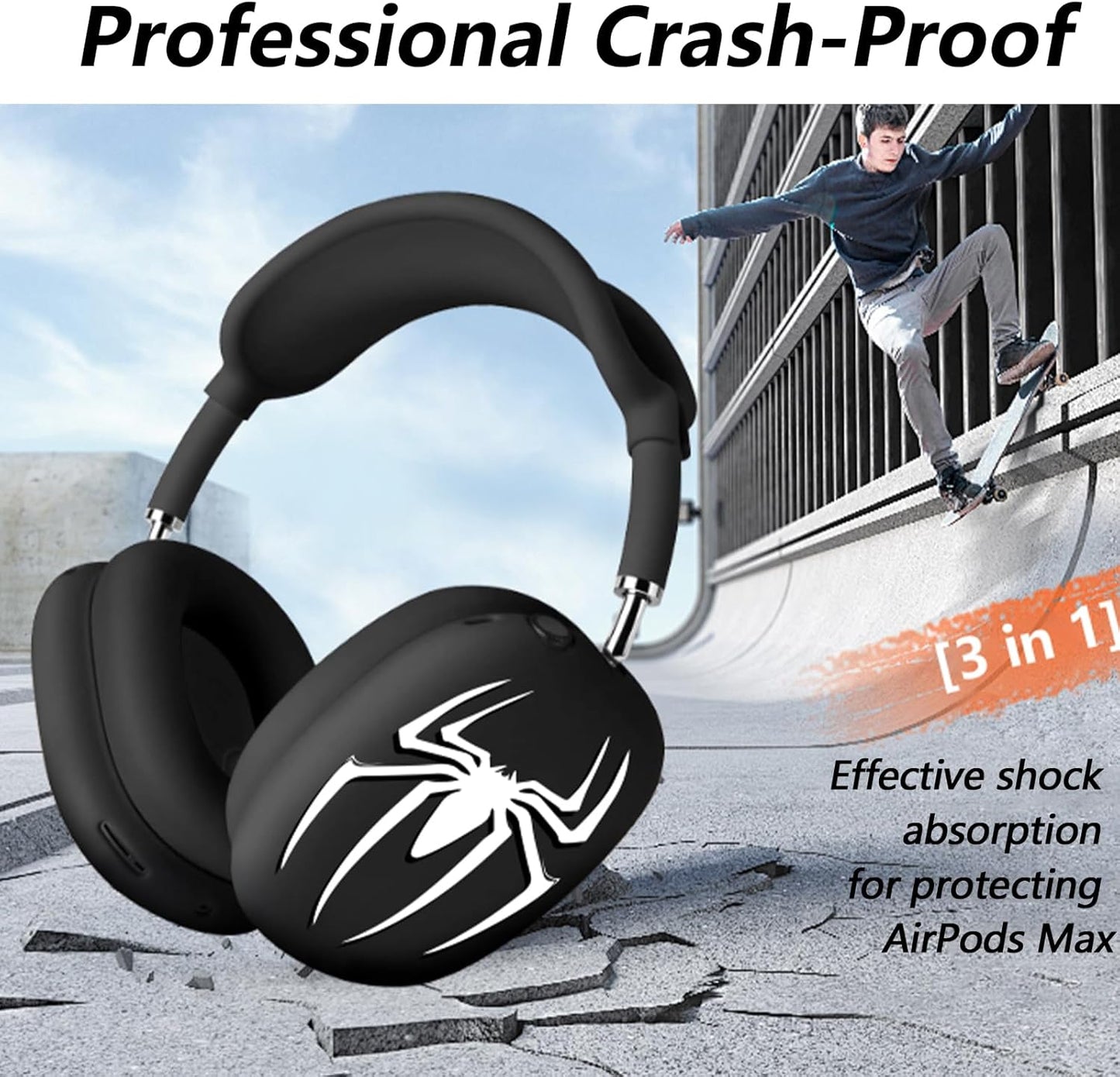3-in-1 Silicone Case Cover for AirPods Max Headphones, Apple AirPod Max Accessory Protective Cover, Headband/Ear Cups/Ear Pad Covers, Anti-Scratch and Sweatproof