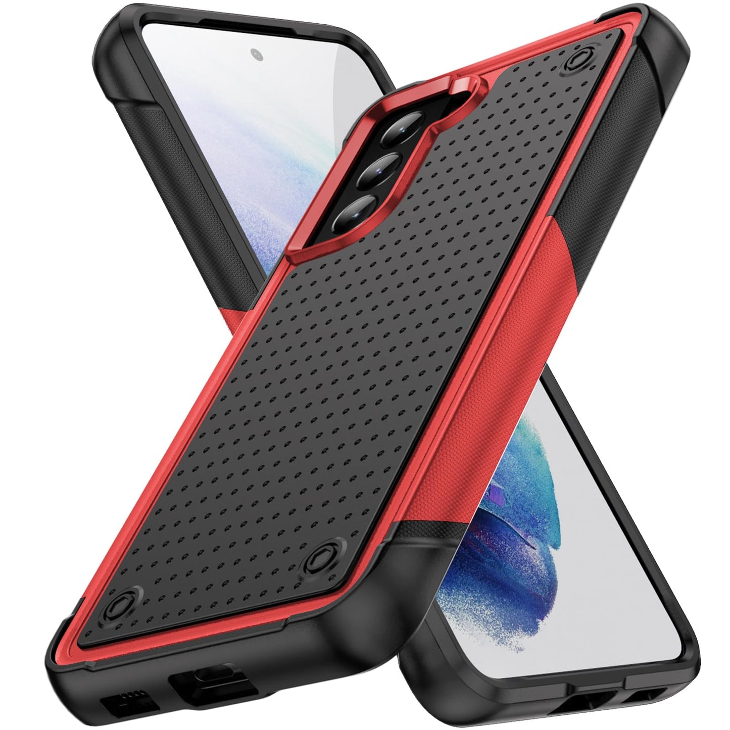 Designed for Samsung Galaxy S21 Plus Case S21+ Case Gift Militay Grade Drop Protective Rugged Heavy Duty Cover Shockproof Case for Galaxy S21 Plus Phone Case for women men boy girl (Pink+Rose Red)