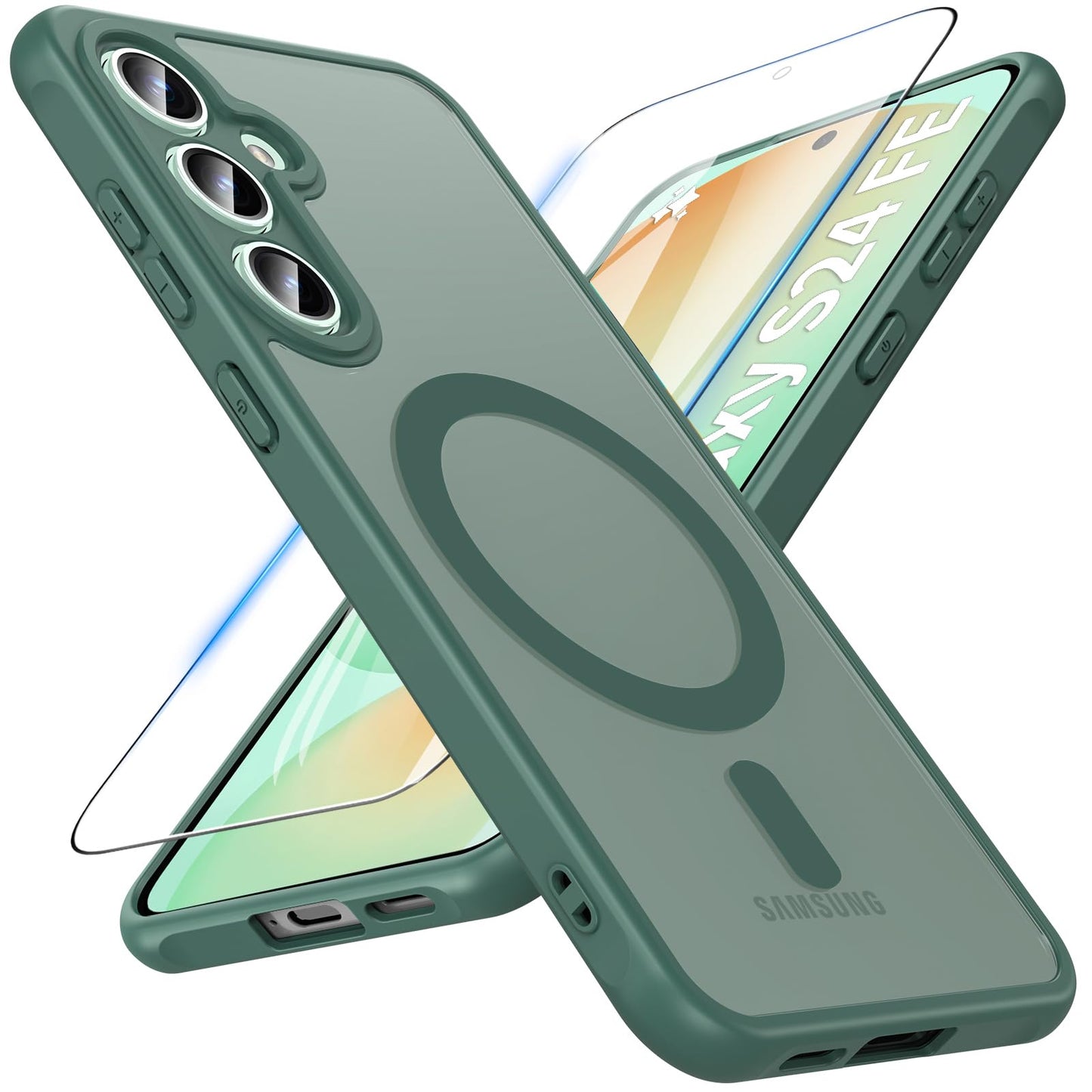 OWKEY Bumper Cover for Samsung Galaxy S23 Plus Black | 6.6'', Translucent, Slim, Magsafe Compatible, Military Grade Shockproof
