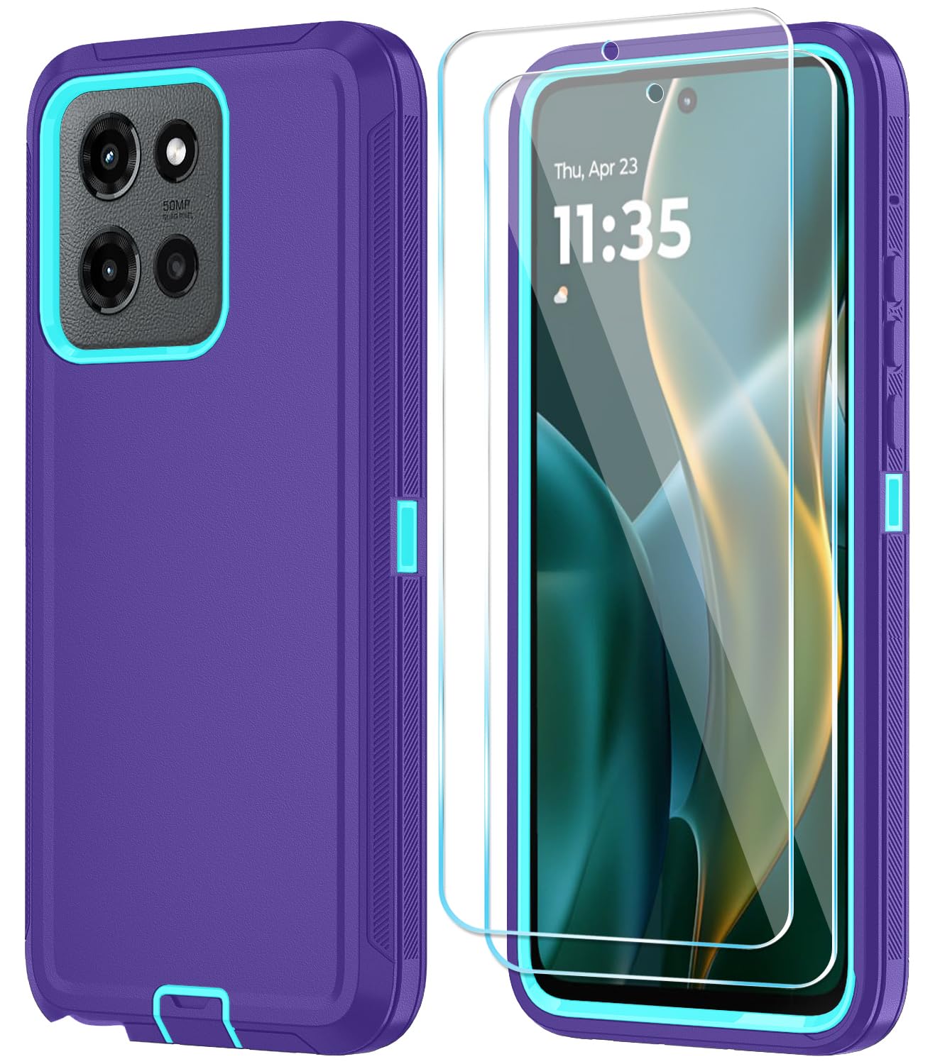 Qinmay Phone Case for Motorola Moto G Stylus 5G 2025 Case with HD Screen Protector, Heavy Duty Shockproof & Cover Phone Case for Moto G Stylus 2025,WineRedPink