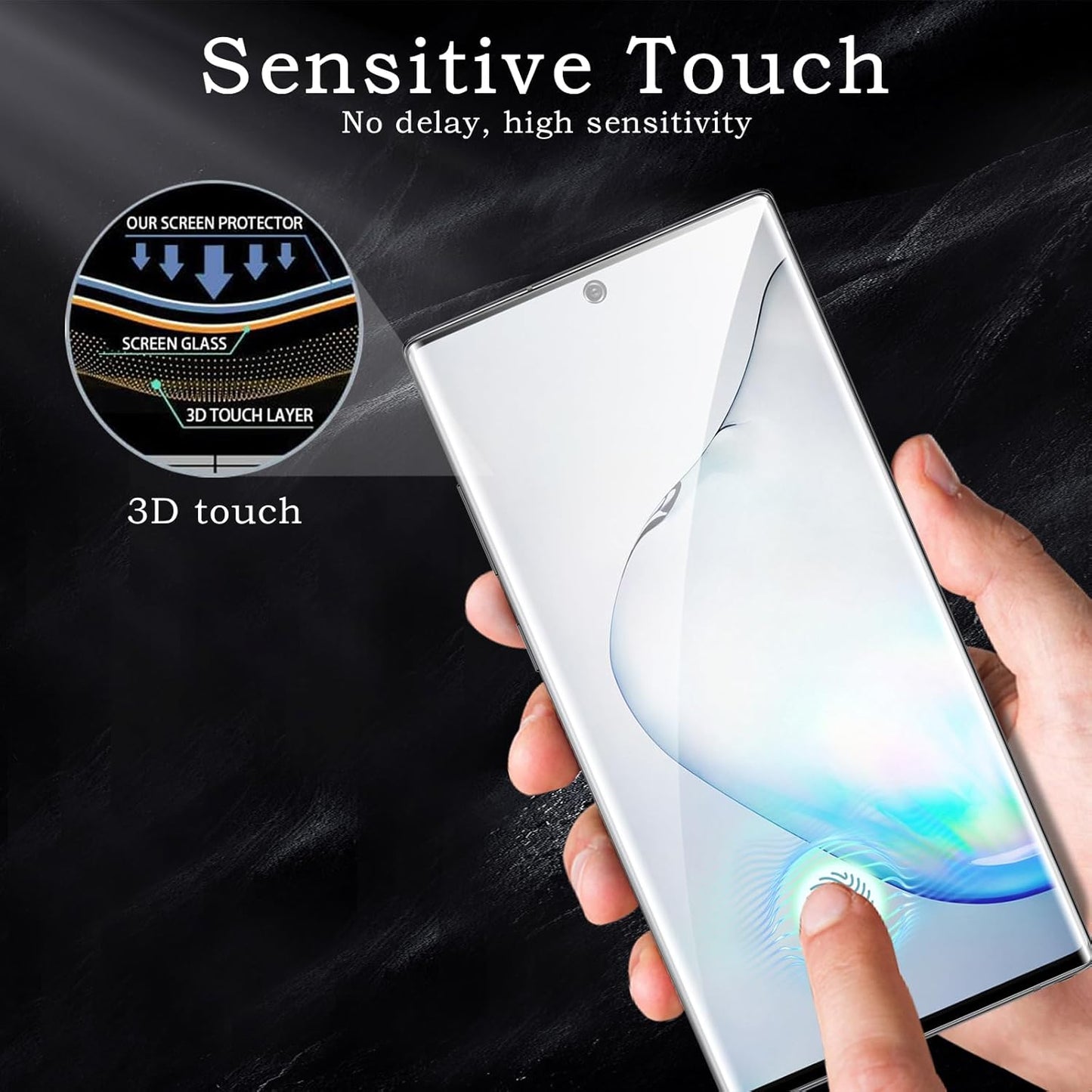 Screen Protector for Samsung Galaxy Note 10, 3D Tempered Glass Film, Ultra HD 9H Hardness Case Friendly Anti Scratch Bubble Free Ultra Resistant Oil-Resistant Shatter Protection, 2-Pack